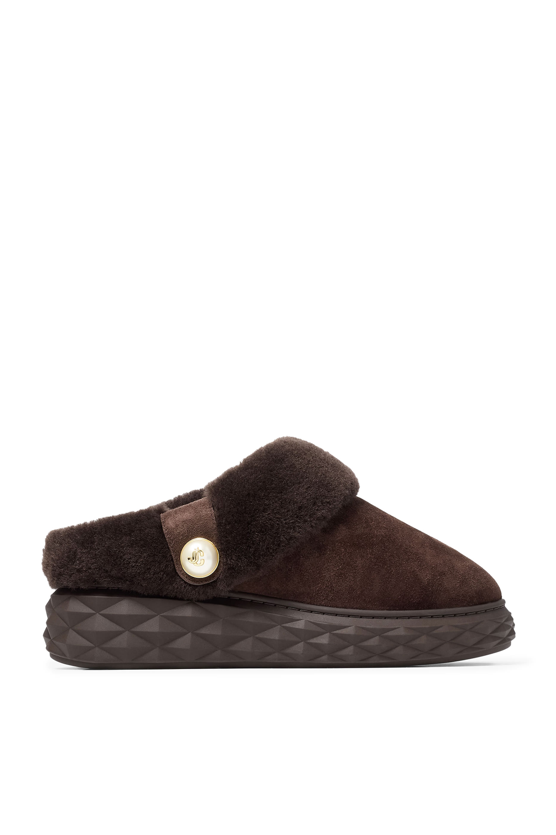 حذاء مفتوح من الخلف بتصميم معينات كبيرة