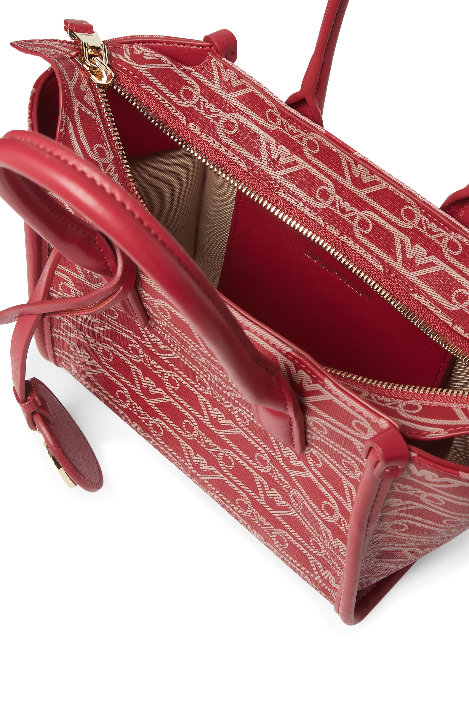 حقيبة يد بنقشة شعار الماركة