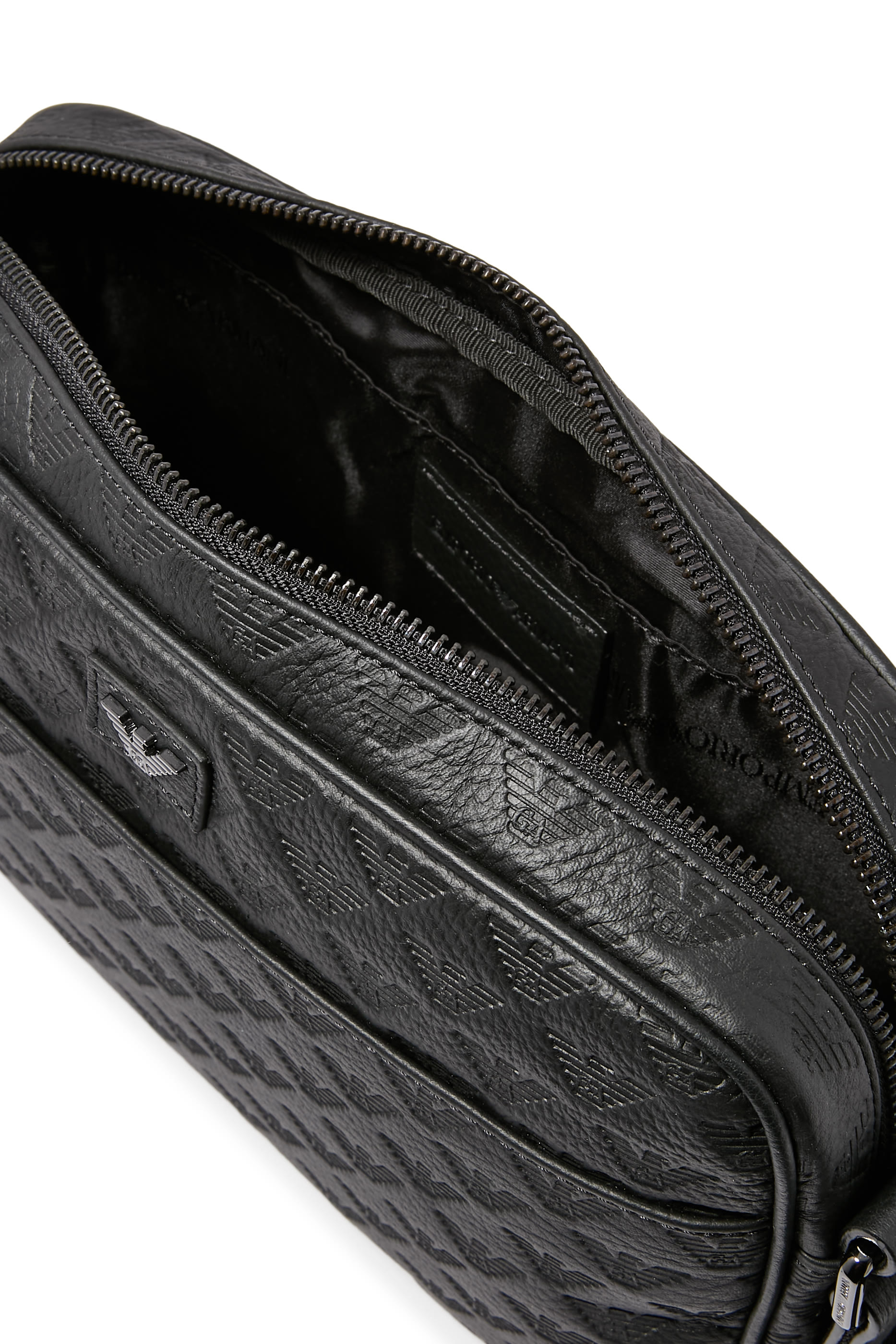 حقيبة كتف مزينة بنقشة شعار الماركة بالكامل جلد