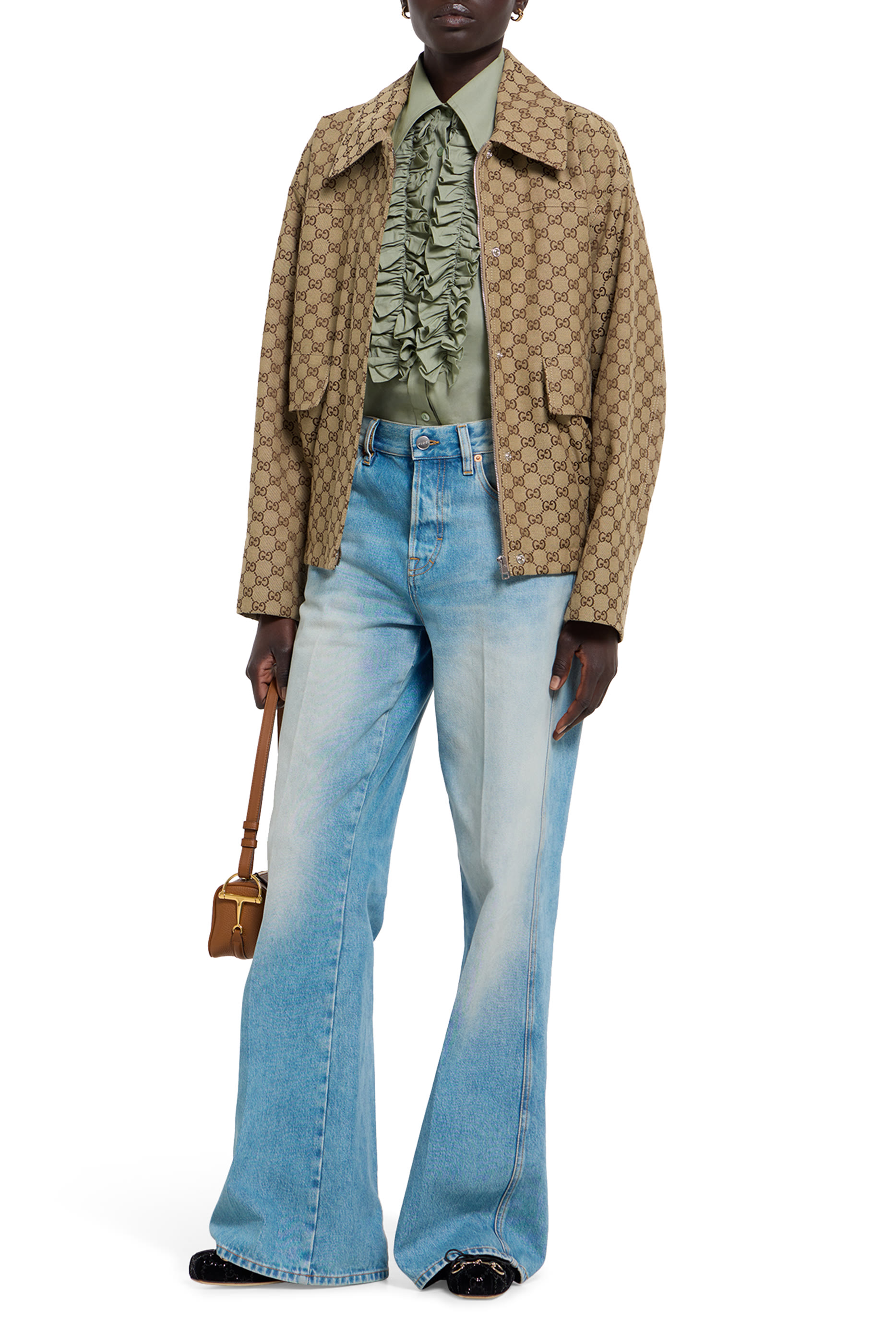 جاكيت بومبر قماش قنب بشعار الماركة