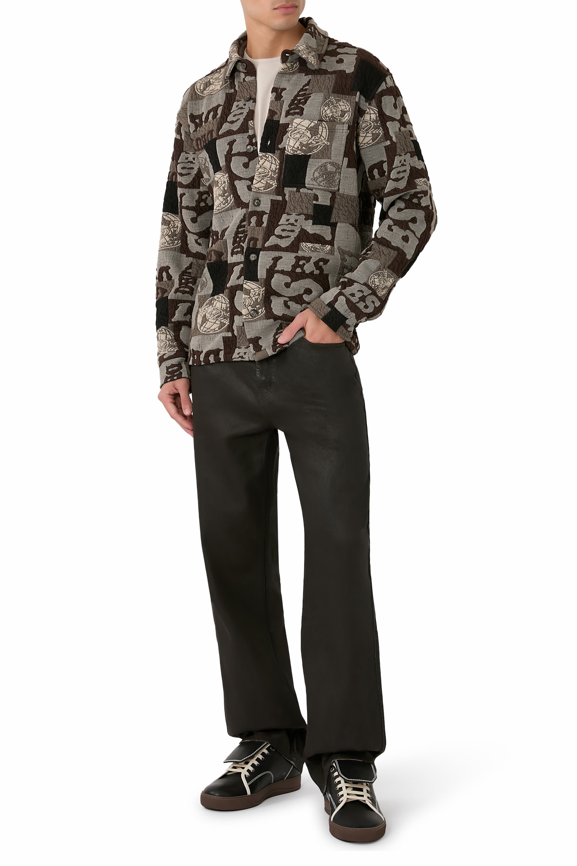 سترة مزينة برقع جاكار