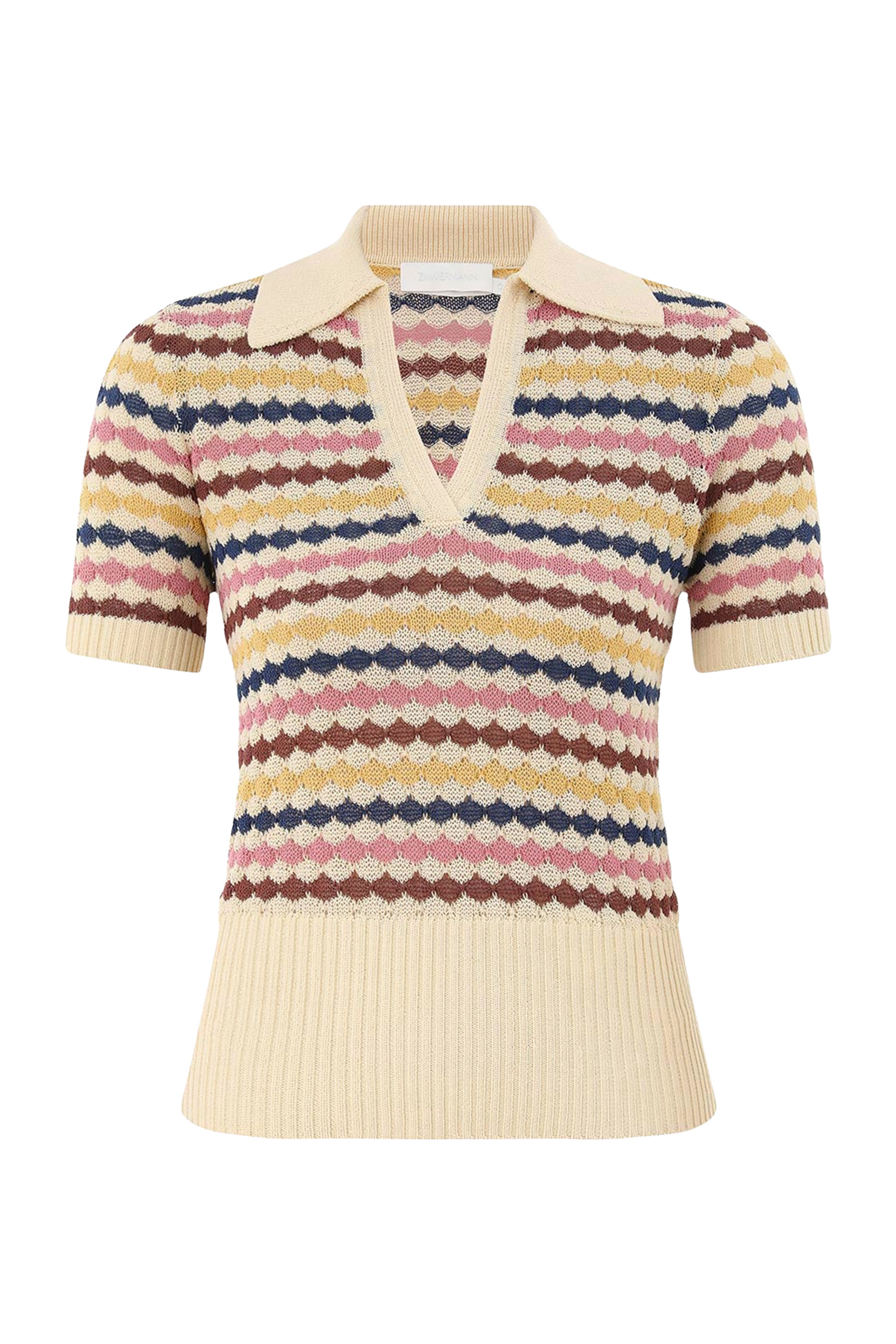 قميص بولو أوايكن منسوج بتفاصيل صدفية