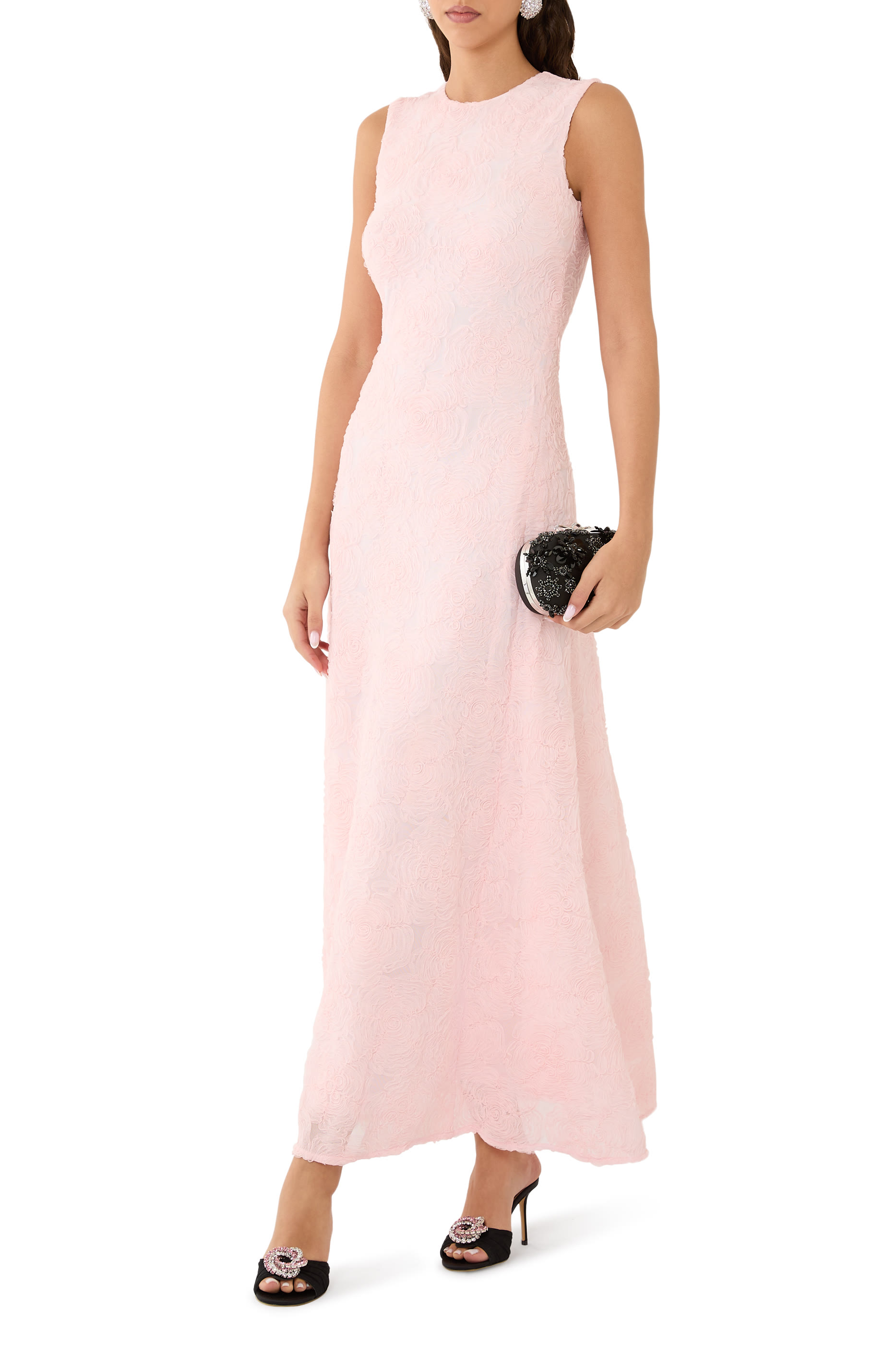 فستان طويل قماش شبكي