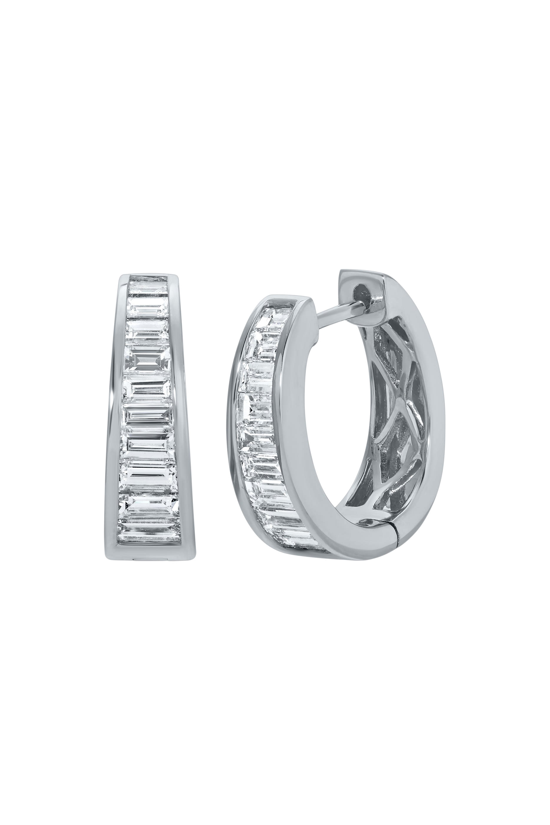 أقراط هاجي ميريل مرصعة بماس، ذهب أبيض عيار 18