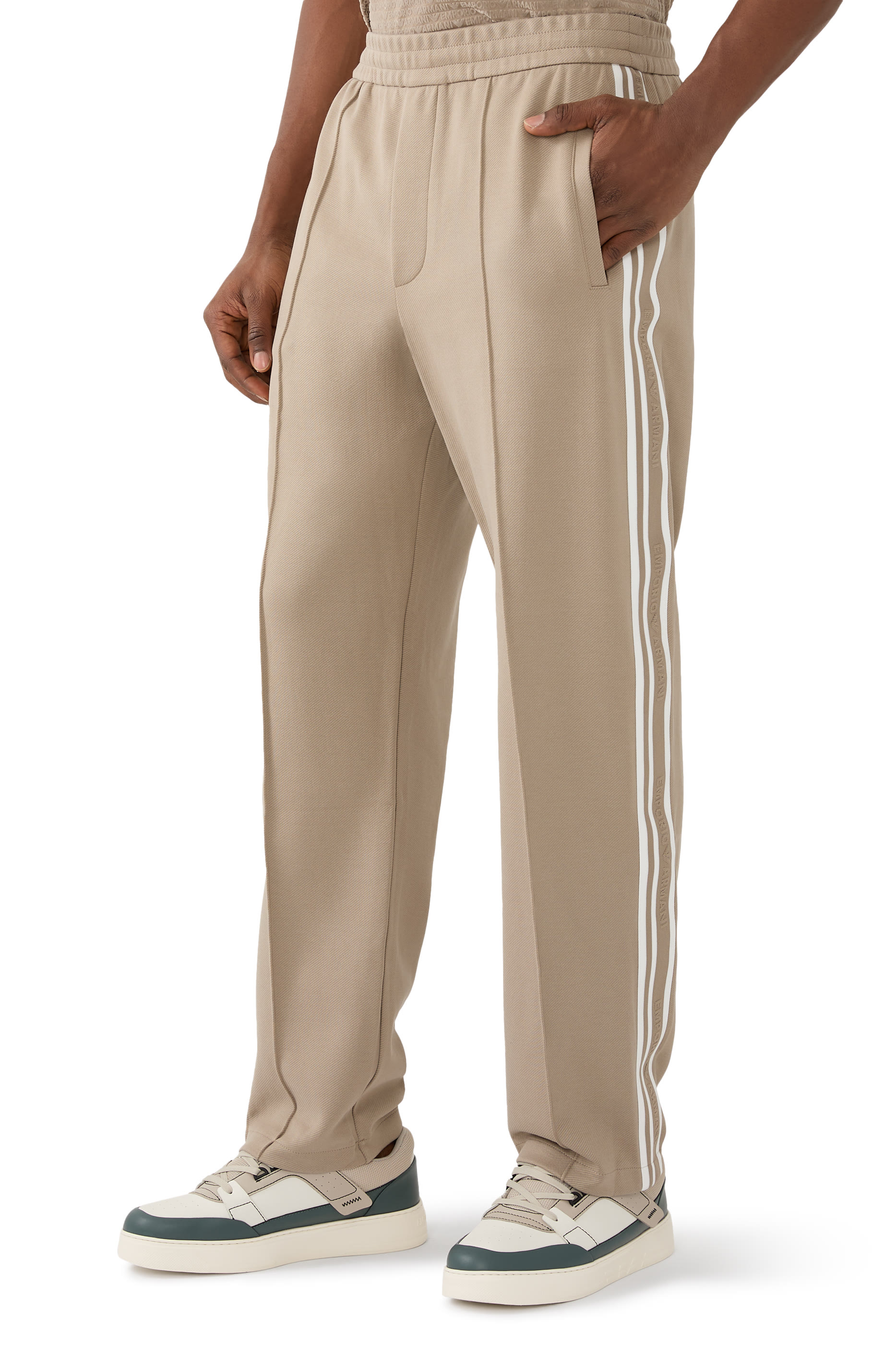 بنطال بشريط شعار الماركة جيرسيه مزدوج