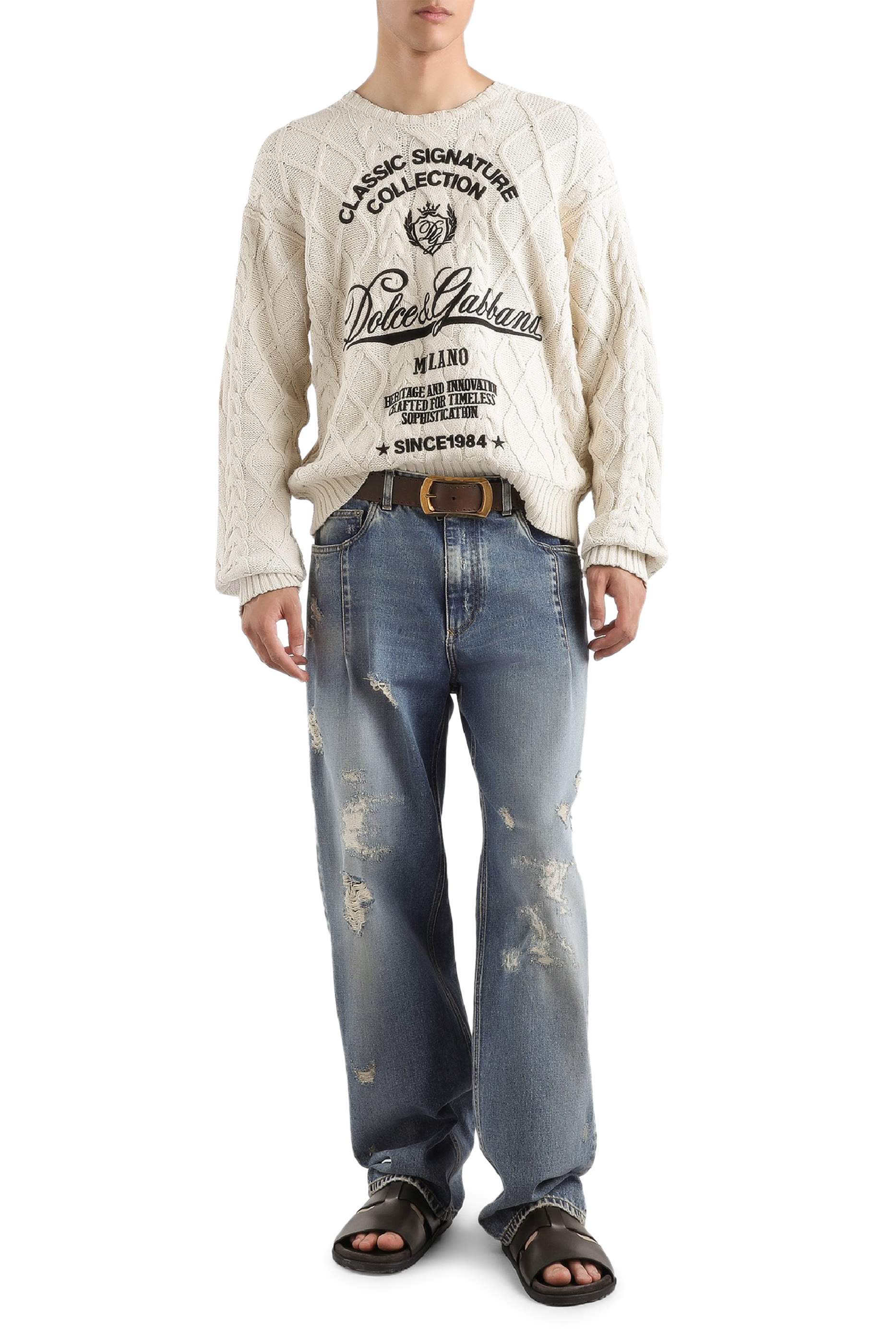 سترة مزينة بشعار الماركة خامة بنمط متشابك