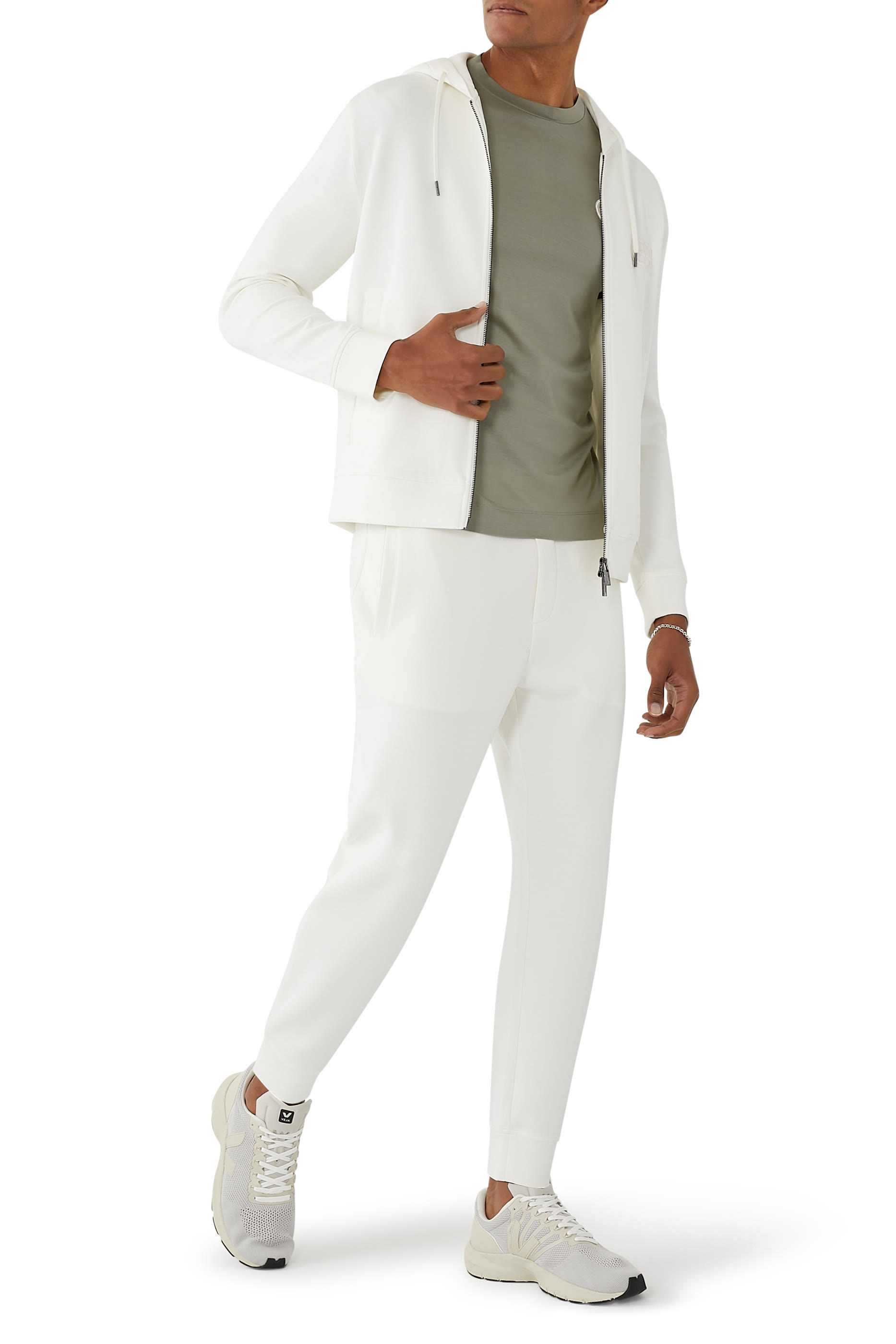 سويت شيرت بغطاء رأس وسحاب جيرسيه مزدوج