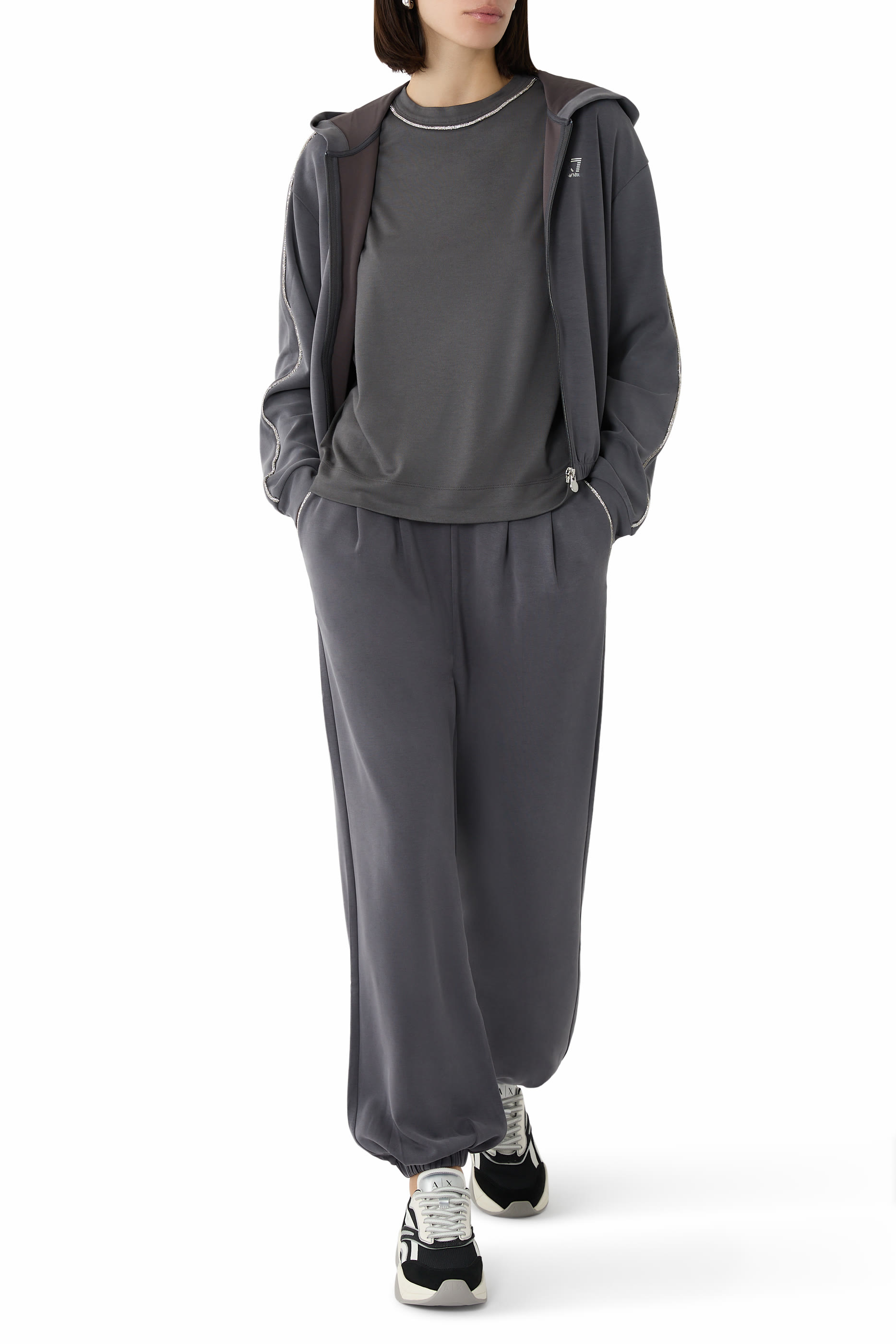 بنطال رياضي مودال مطاطي فاخر بنسيج متشابك