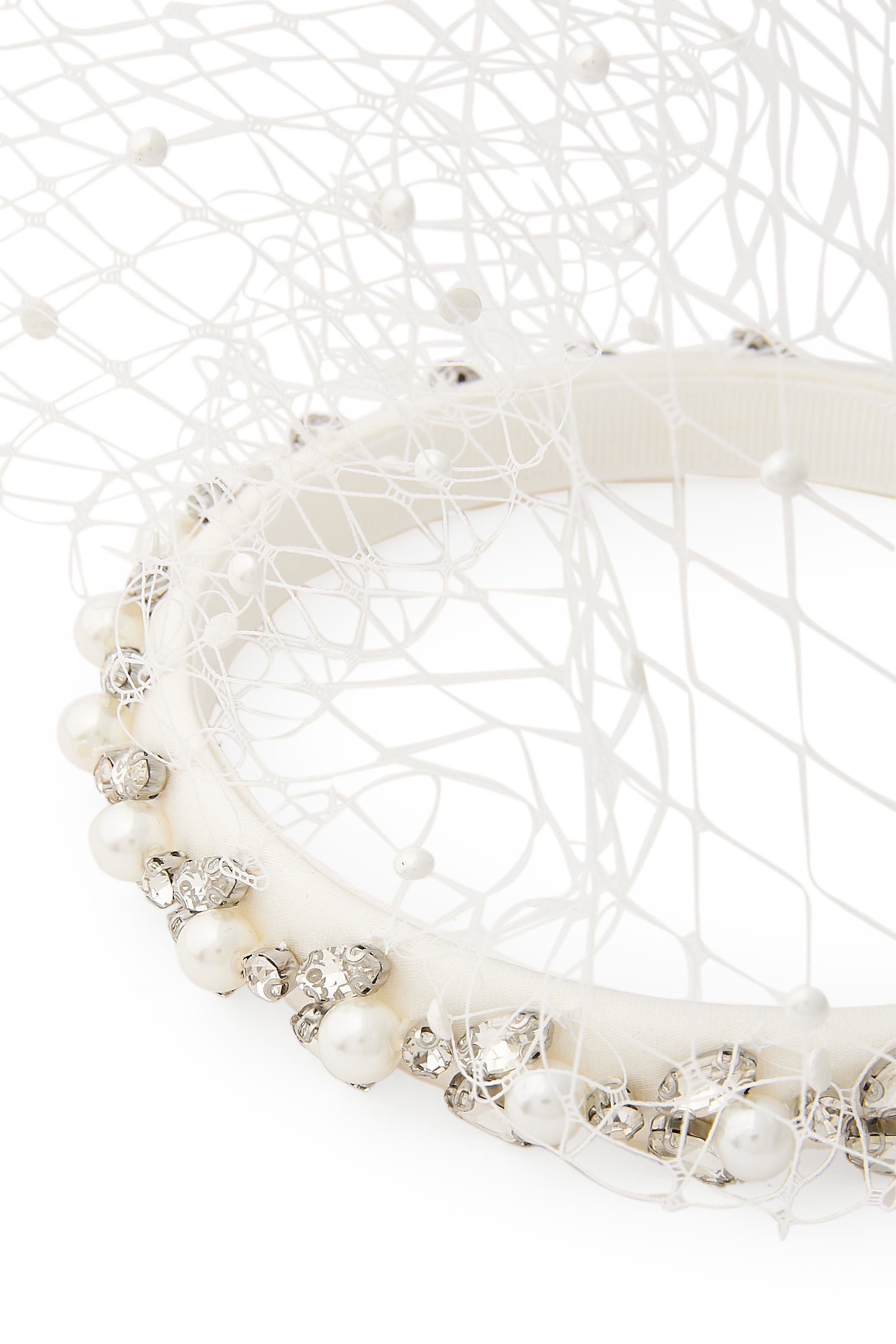 Pearl Embellished Veil Headband