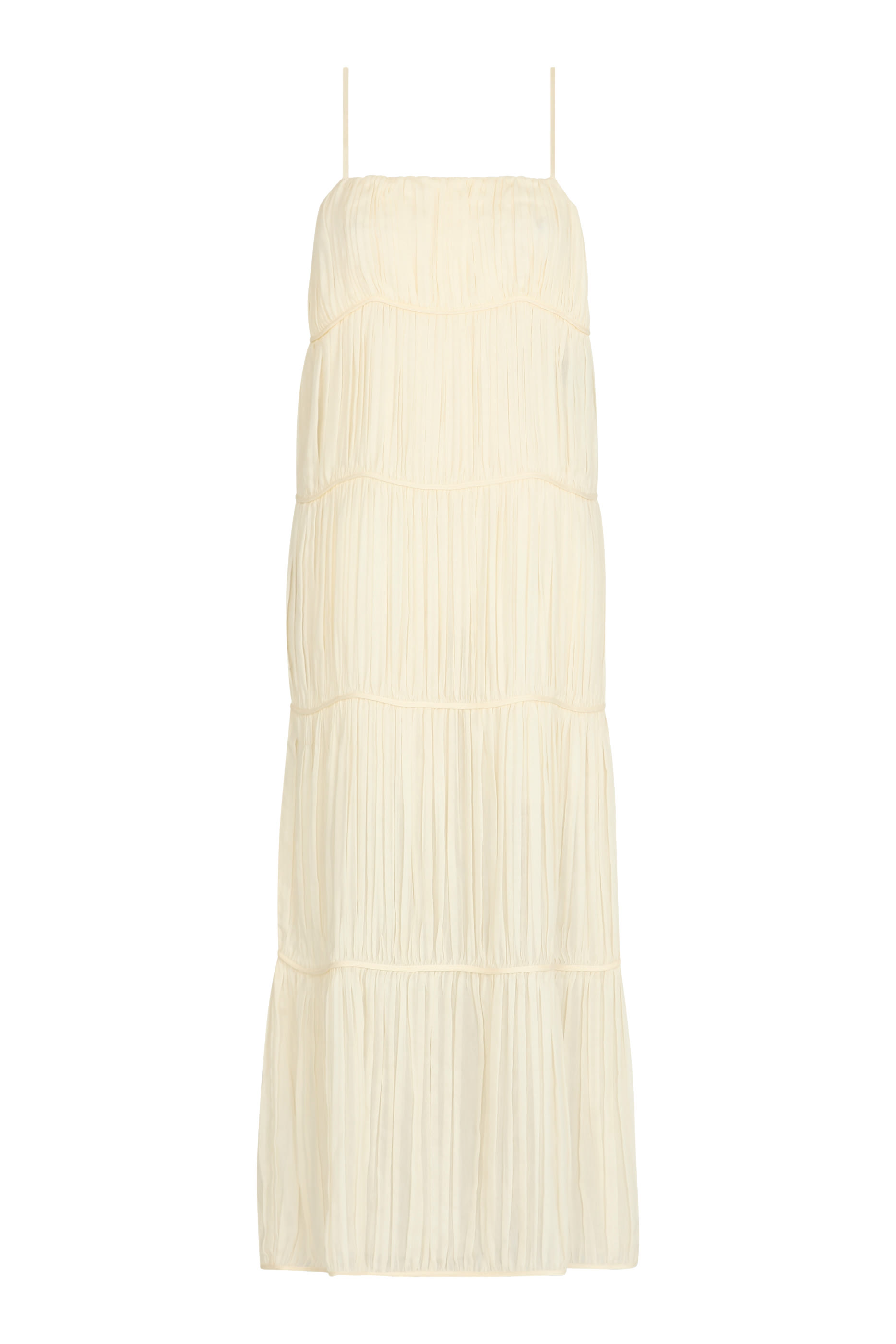 Tabitha Pleated Cotton Silk Midi Dress