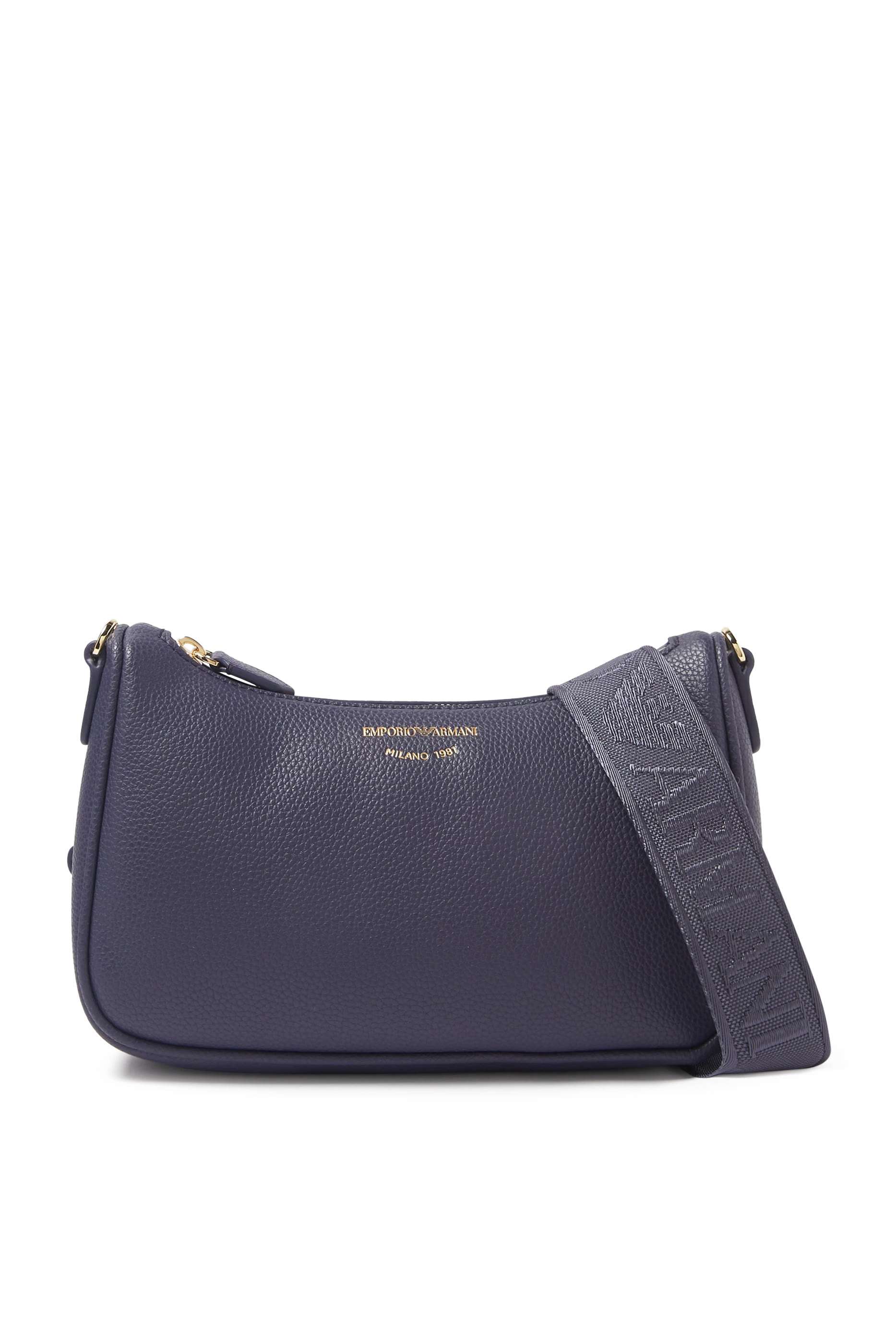 حقيبة طويلة بشعار الماركة بنقشة جلد الغزال