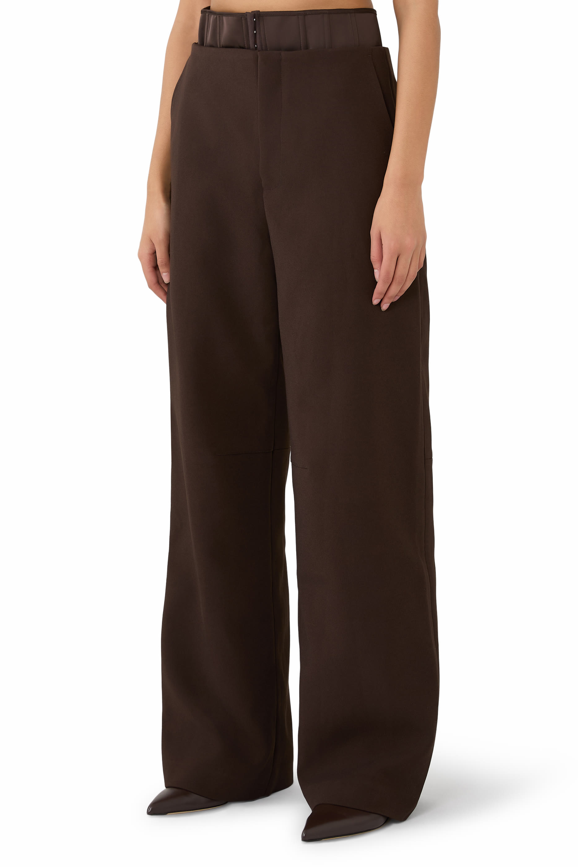 بنطال بجزء بنمط مشد قماش بدل