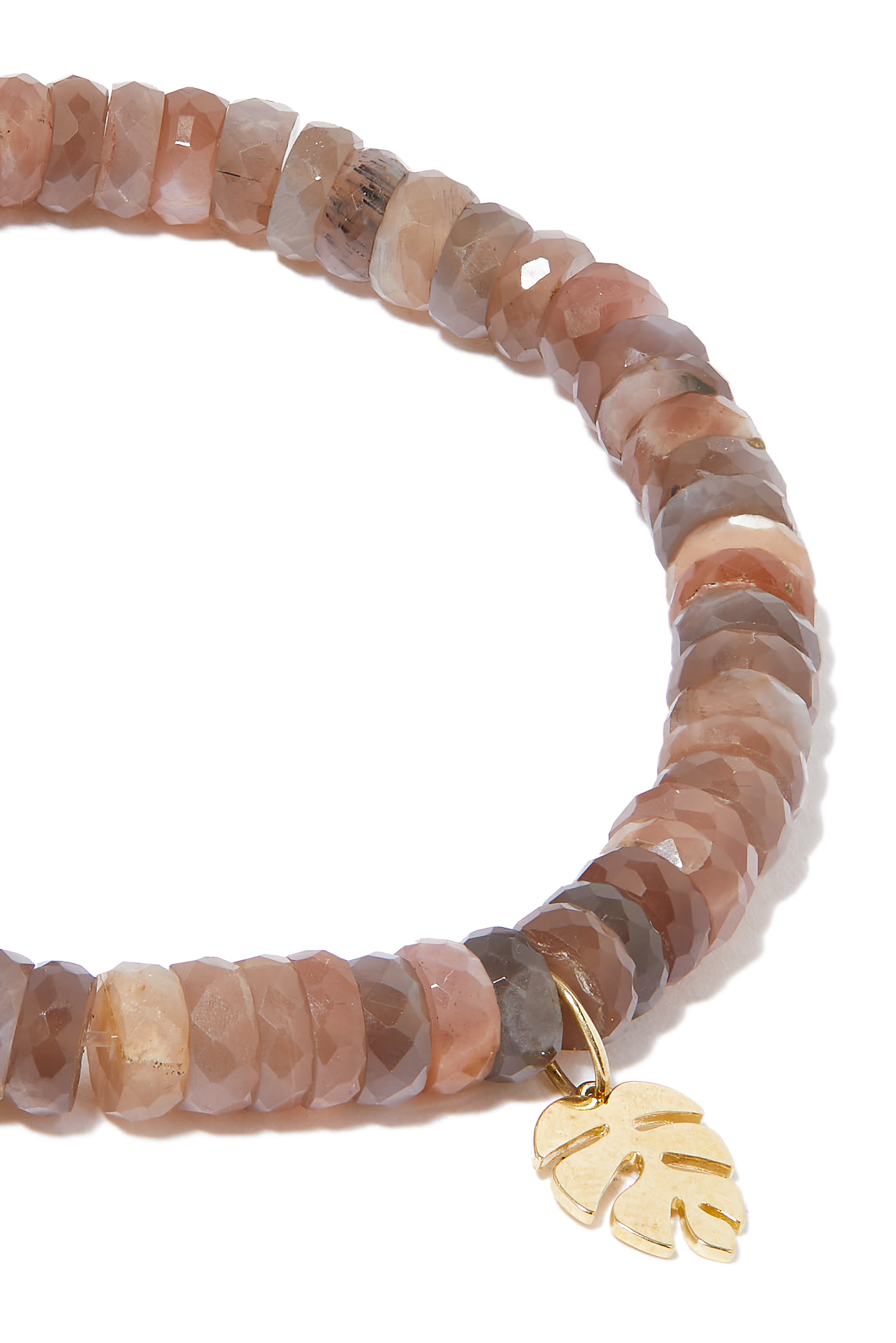 سوار بخرز مع حلية بتصميم أوراق نبات مونستيراا، ذهب أصفر عيار 14