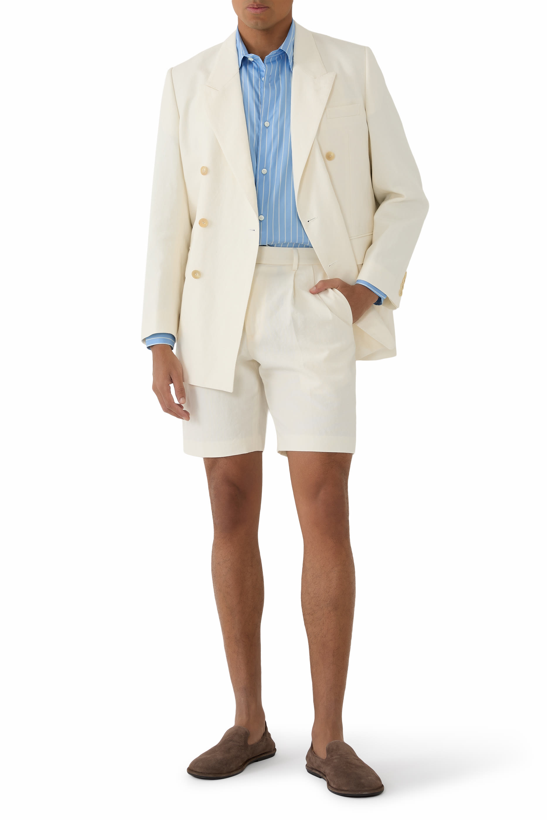 شورت قماش اوكسفورد صوف وقطن وكتان