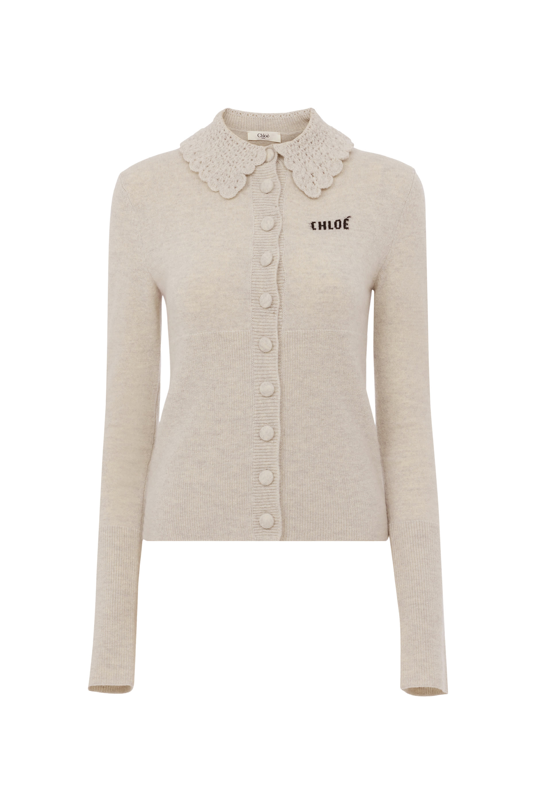 كارديغان بقصة ضيقة وشعار الماركة