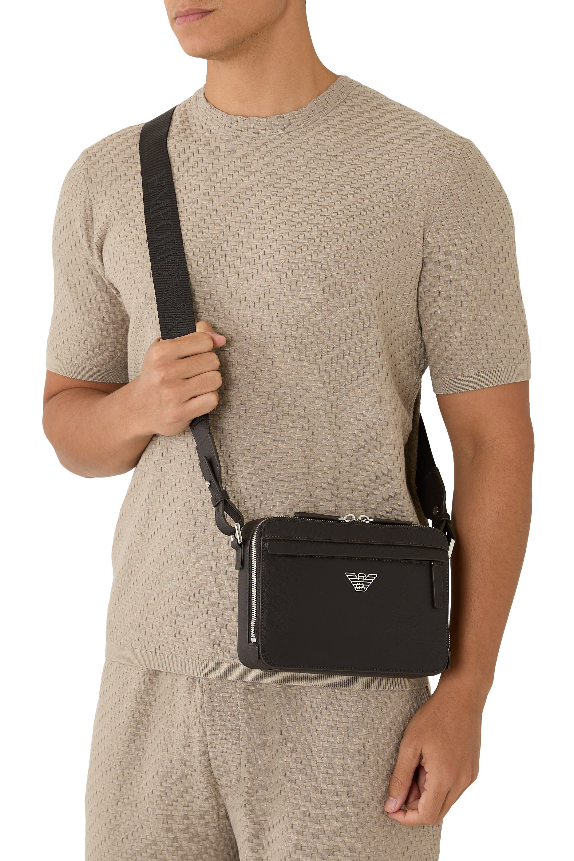 حقيبة كاميرا ايه اس في صغيرة بحلية شعار الماركة جلد سافيانو متجدد