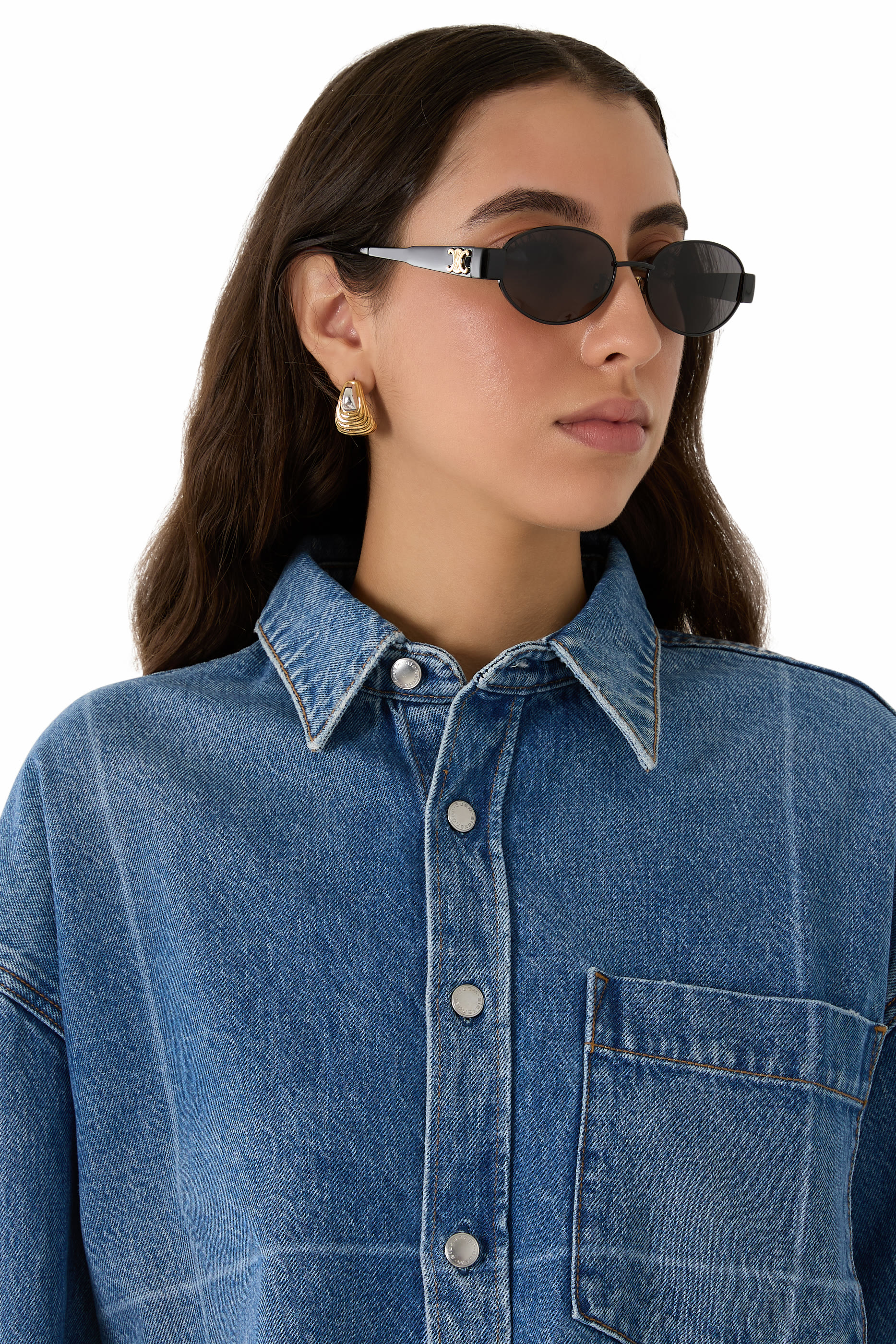 نظارة شمسية بشعار الماركة معدن