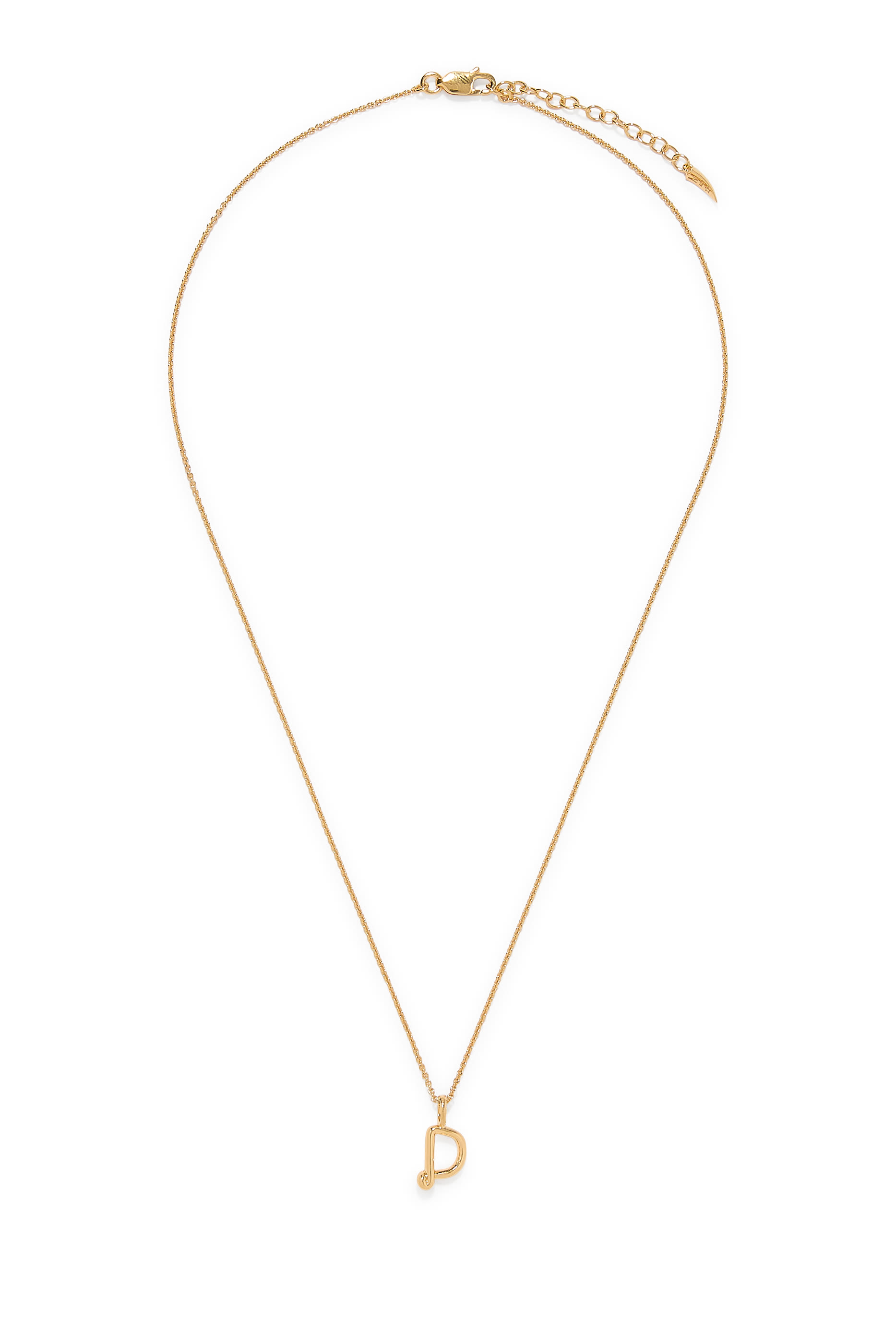 قلادة بدلاية صغيرة بتصميم حرف دي بحواف متموجة منصهرة، فضة استرلينية معاد تدويرها مطلية بذهب عيار 18