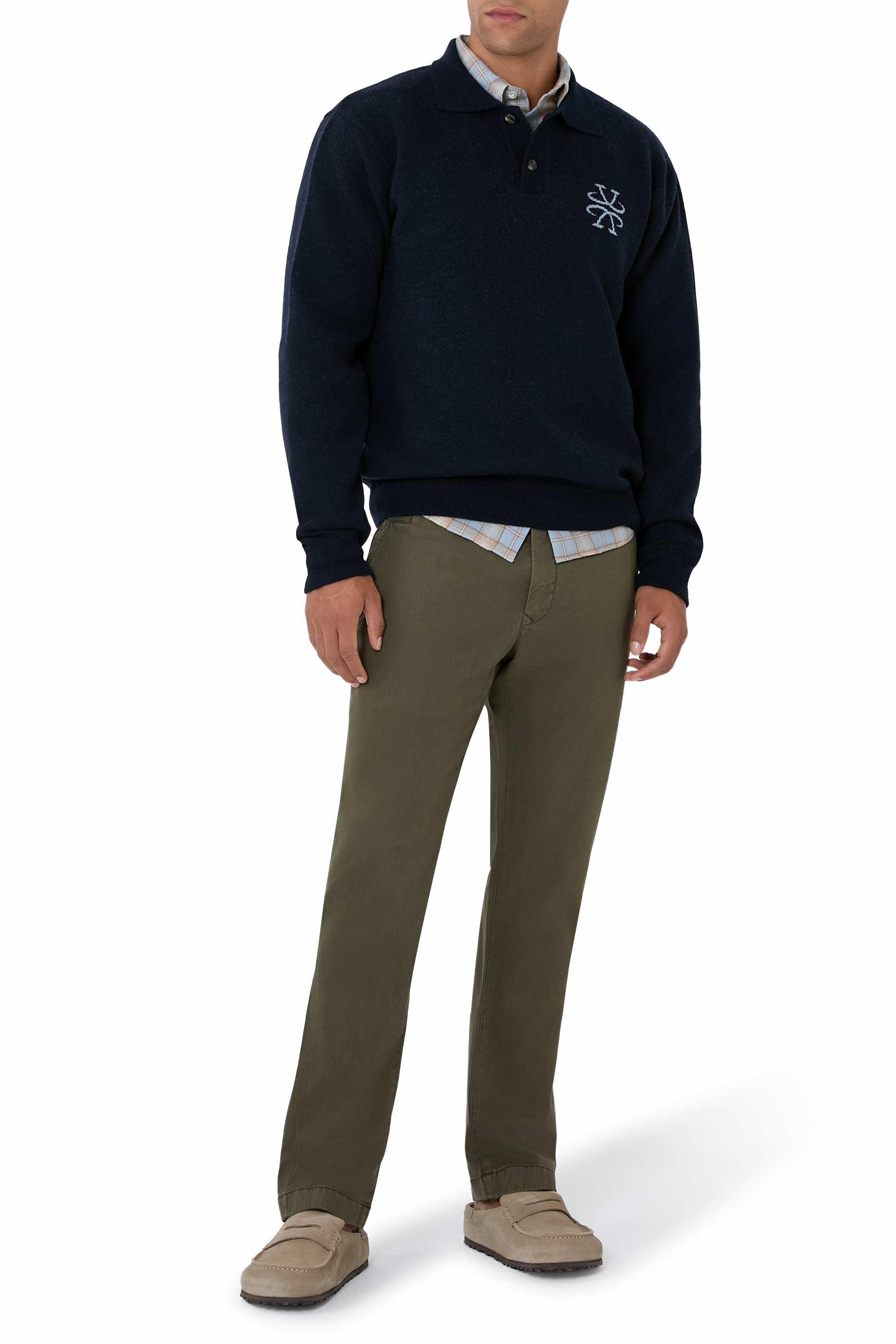 بلوزة منسوجة مزينة بشعار الماركة