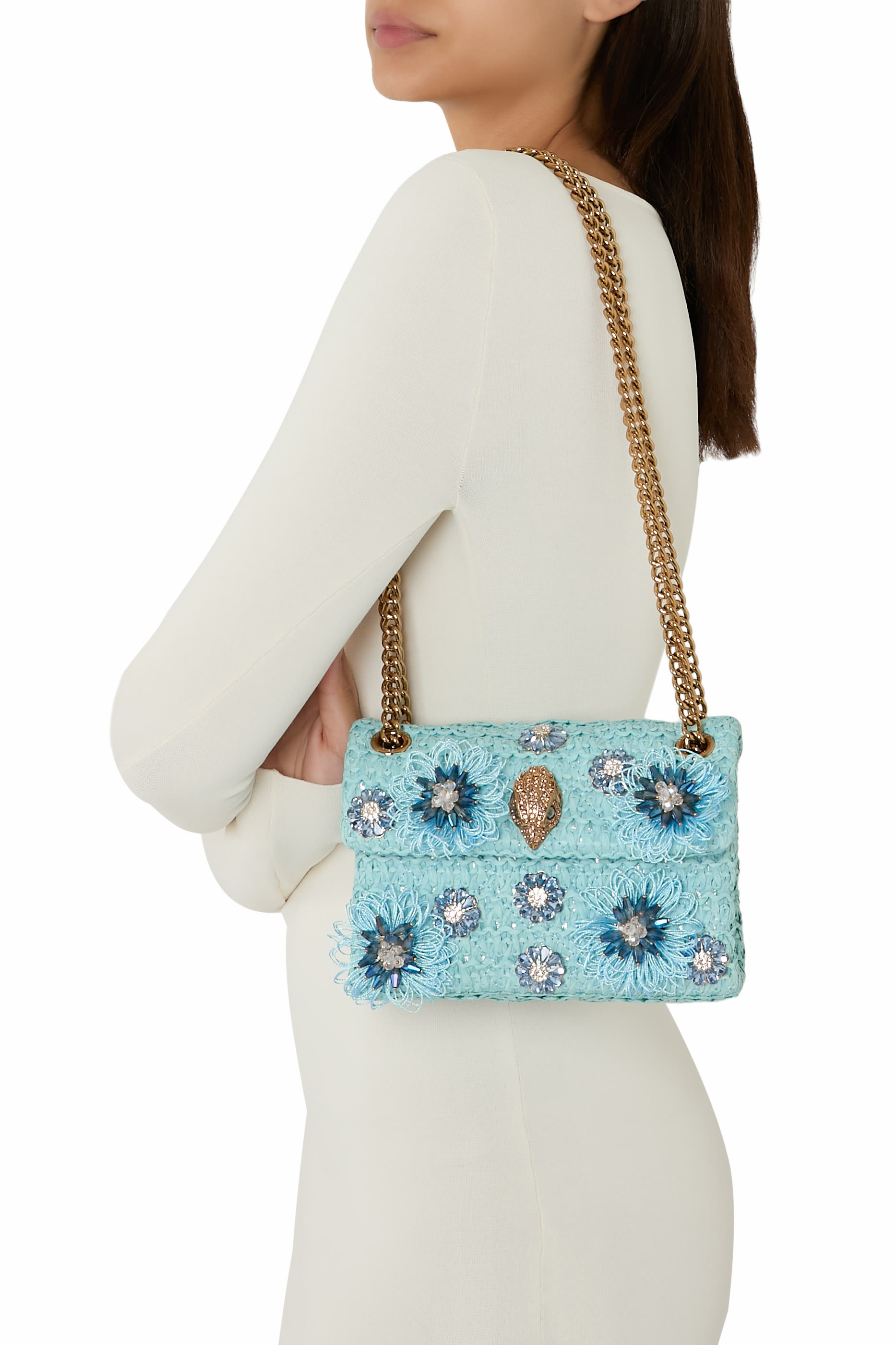 حقيبة كروس بودي كينسينغتون صغيرة بتأثير رافيا