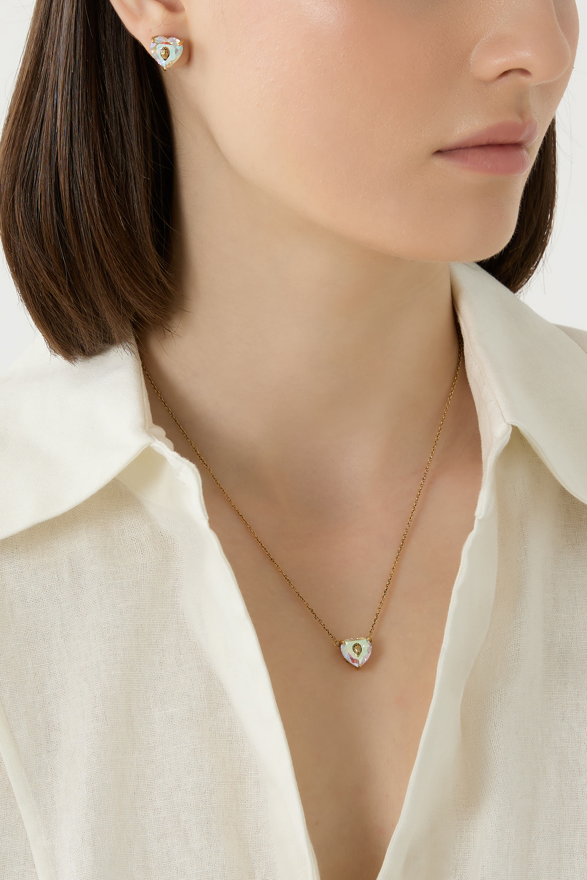 أقراط بتصميم قلب مرصعة بكريستال، نحايس