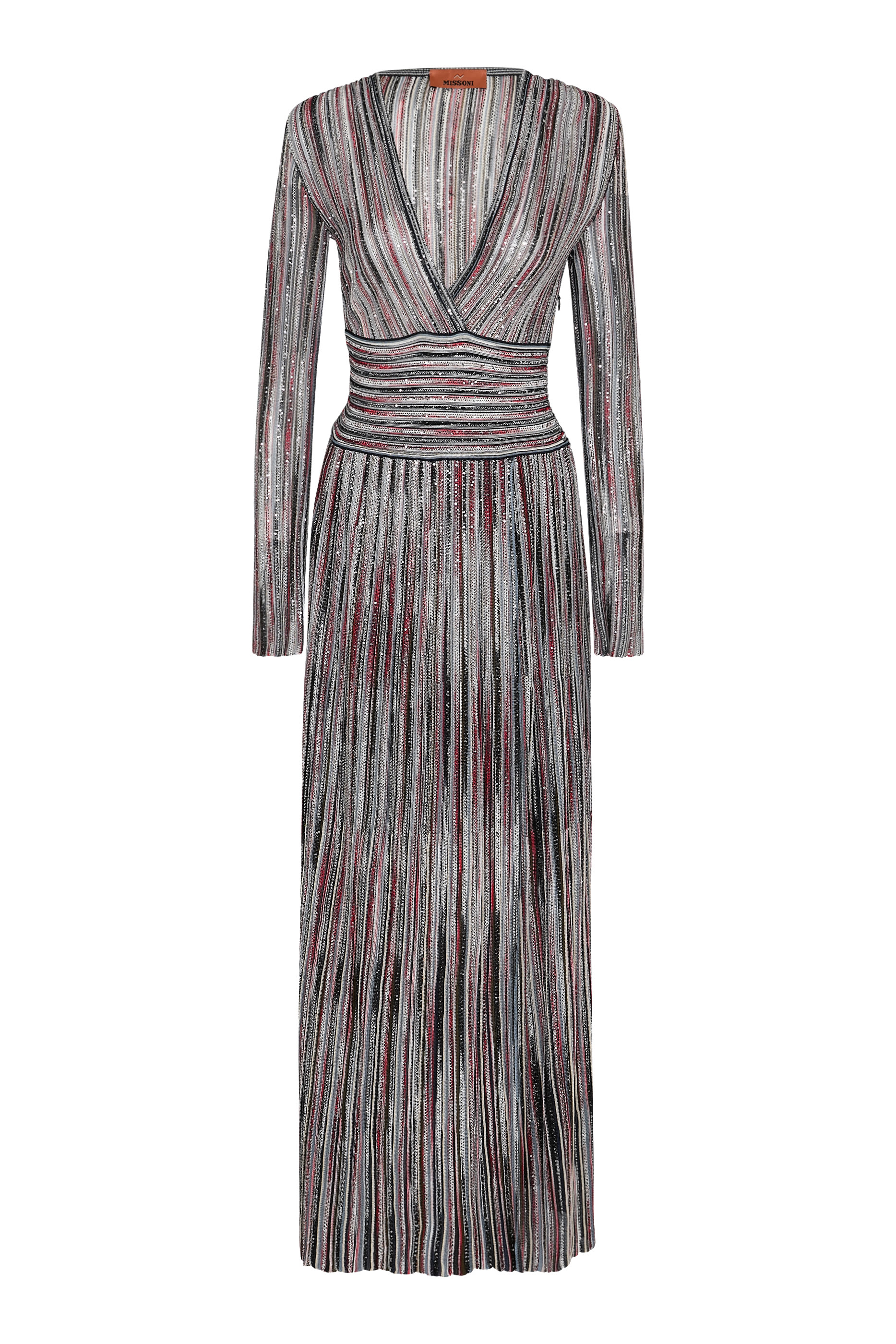 فستان طويل بحزام نسيج لوركس مطرز جزئيا