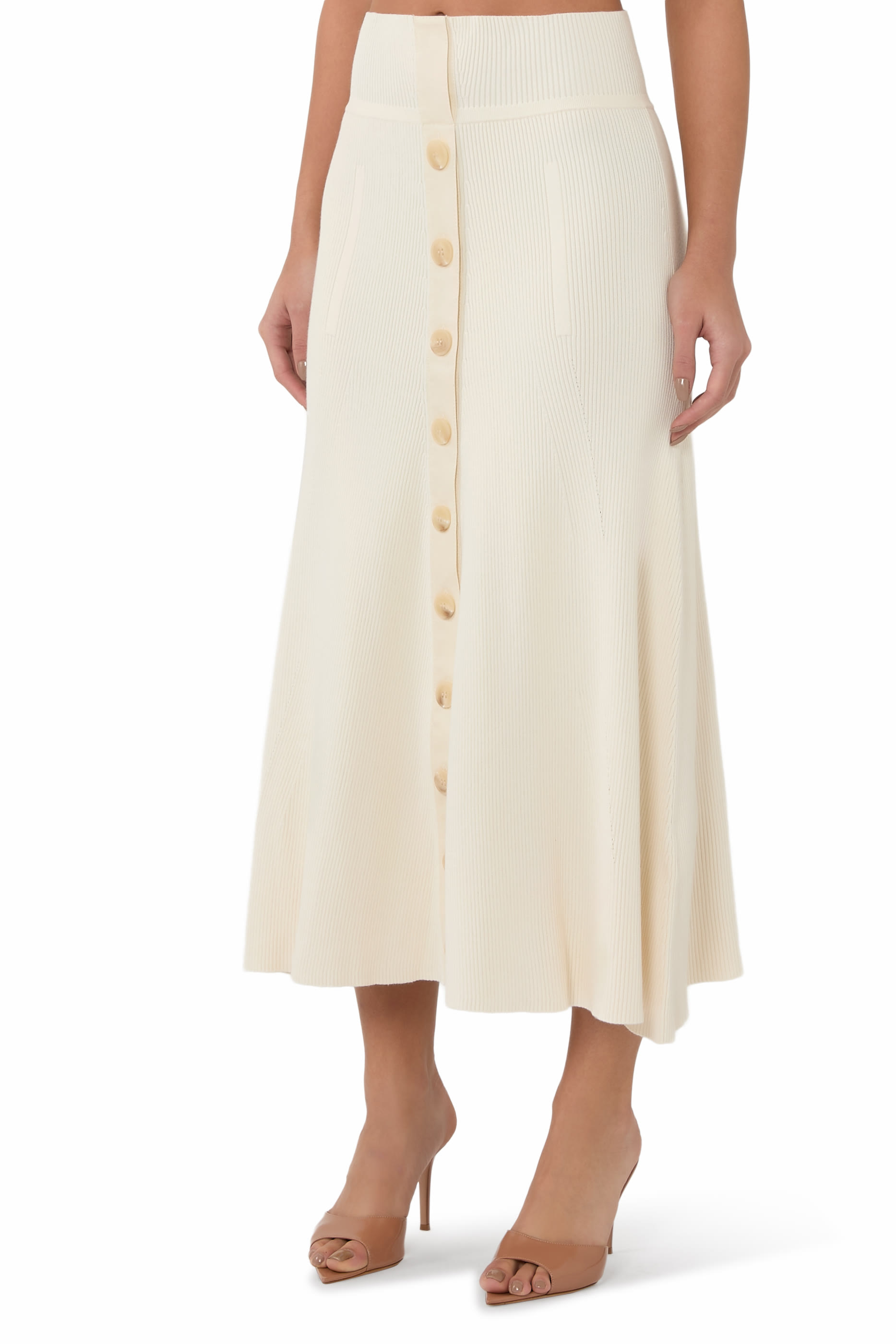 تنورة بحواف قطن متوسطة الطول نسيج مضلع