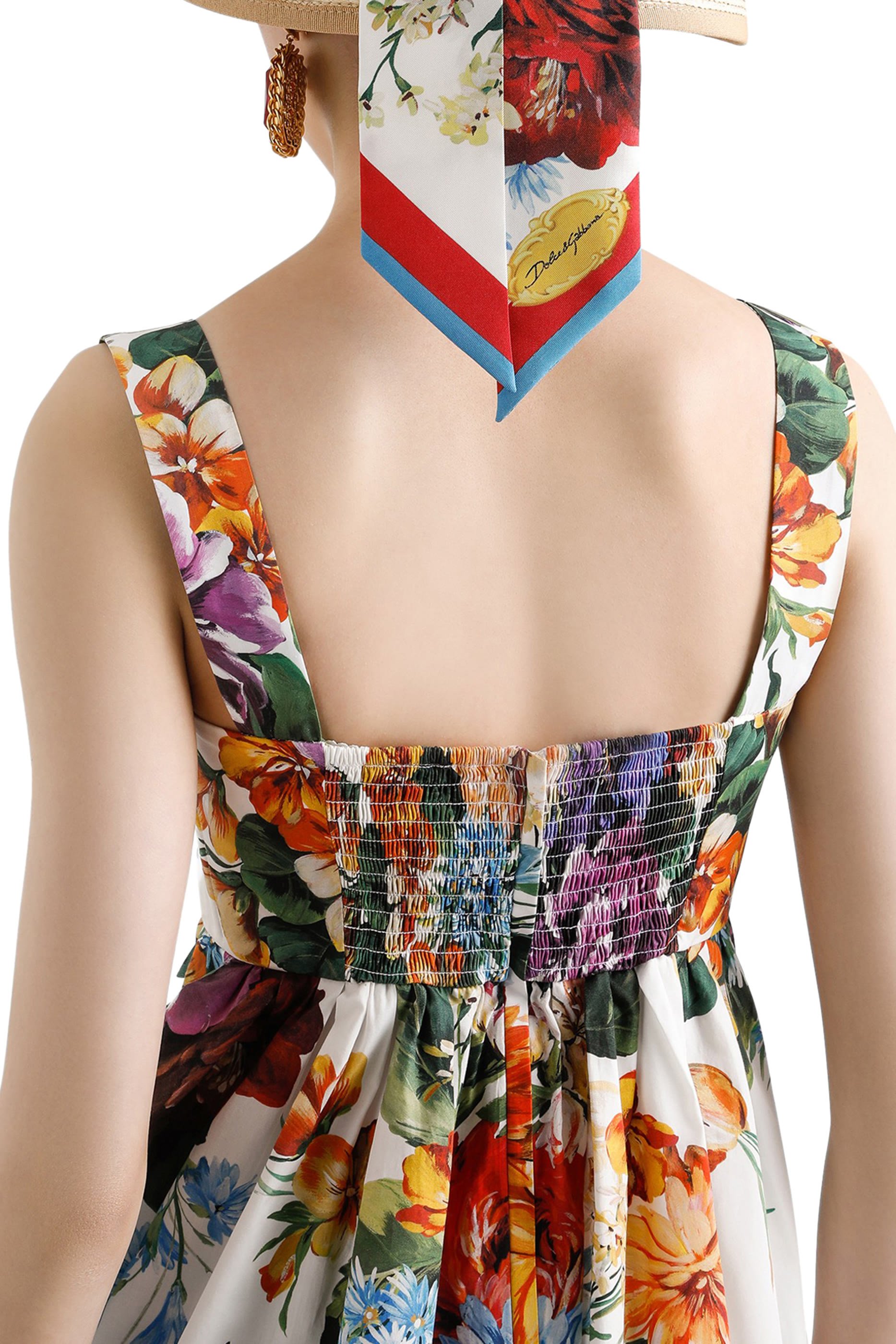 فستان بطبعة باقة زهور بوبلين