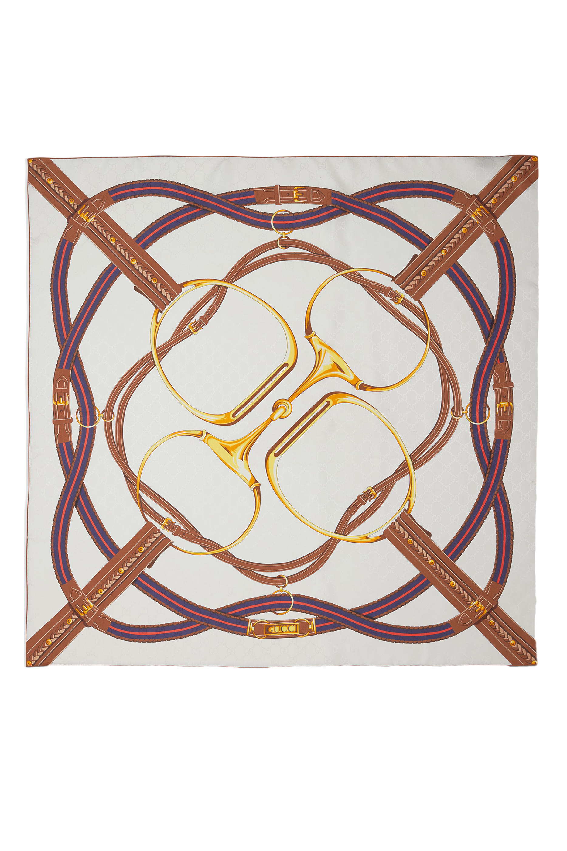 وشاح مربع بنقشة لجام الحصان حرير