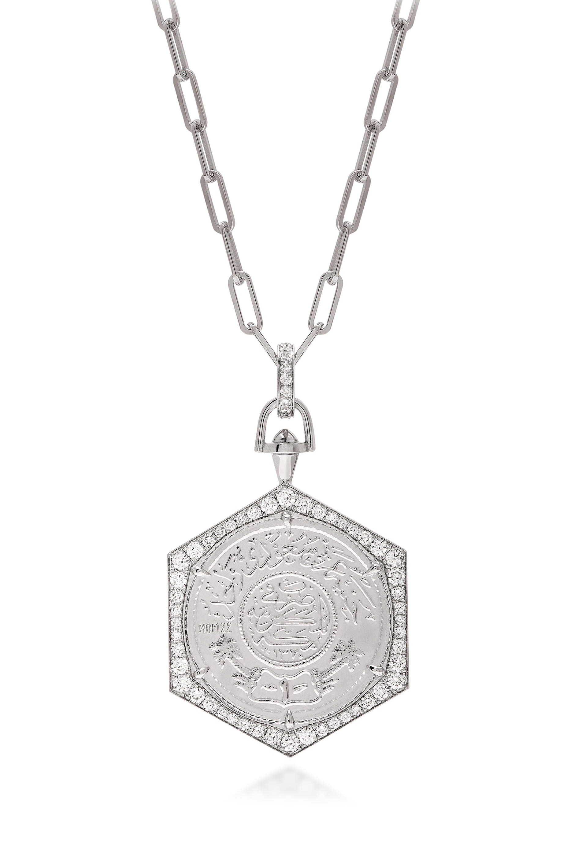 Ginea Necklace, 22k & 18k White Gold with Diamonds