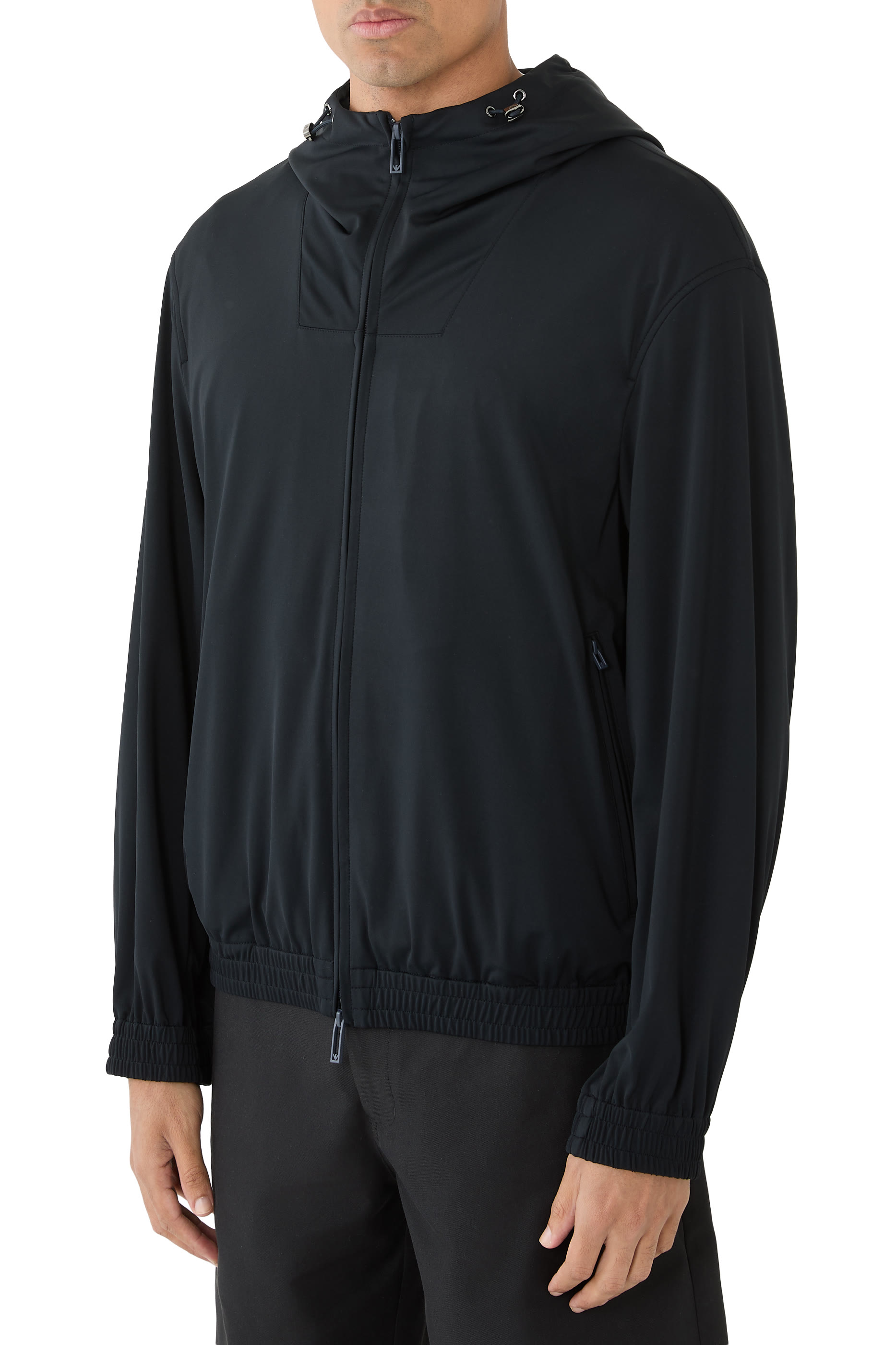 جاكيت بغطاء رأس بقصة واسعة نايلون 