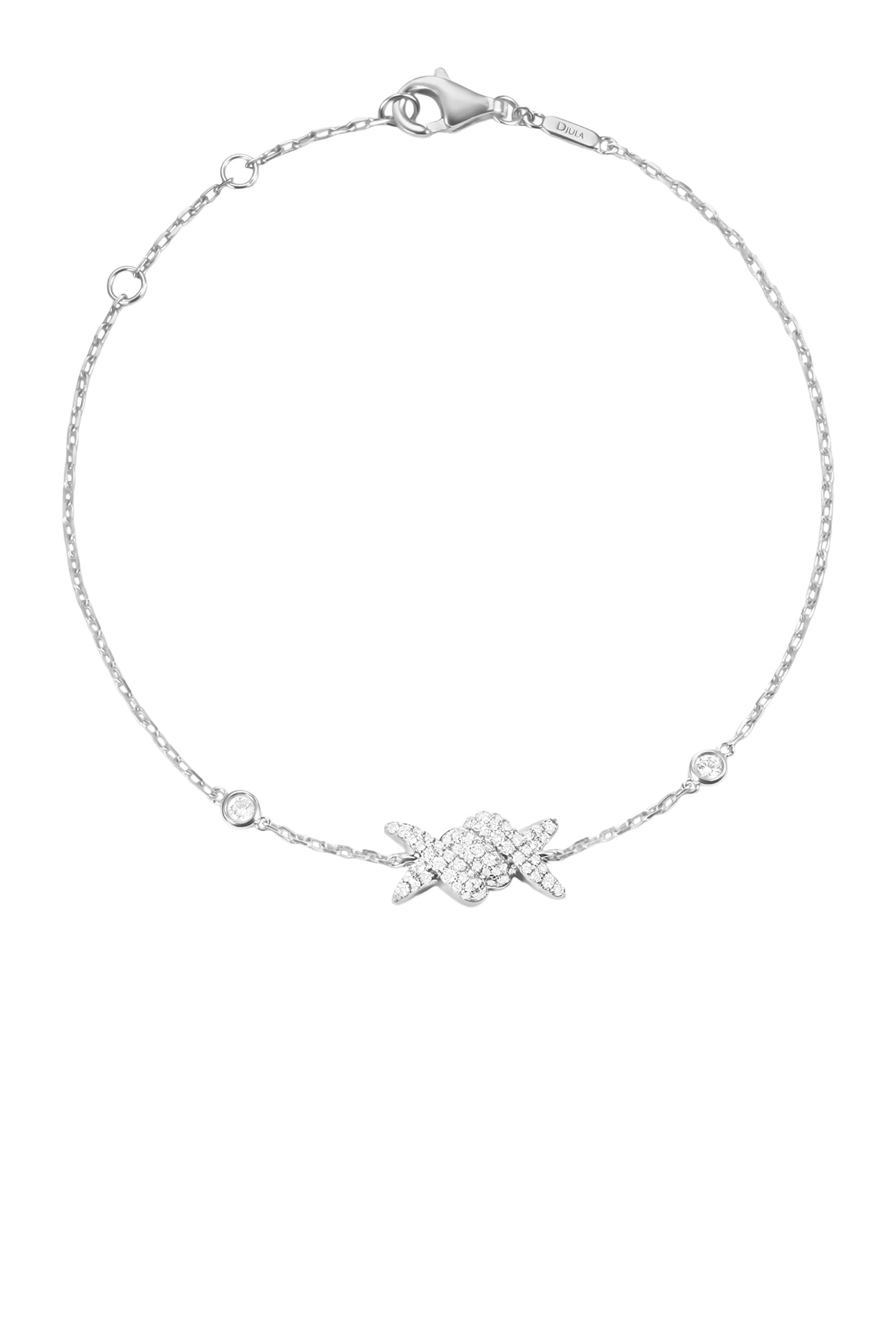 سوار باربيليه مرصع بالماس البافيه، ذهب أبيض عيار 18