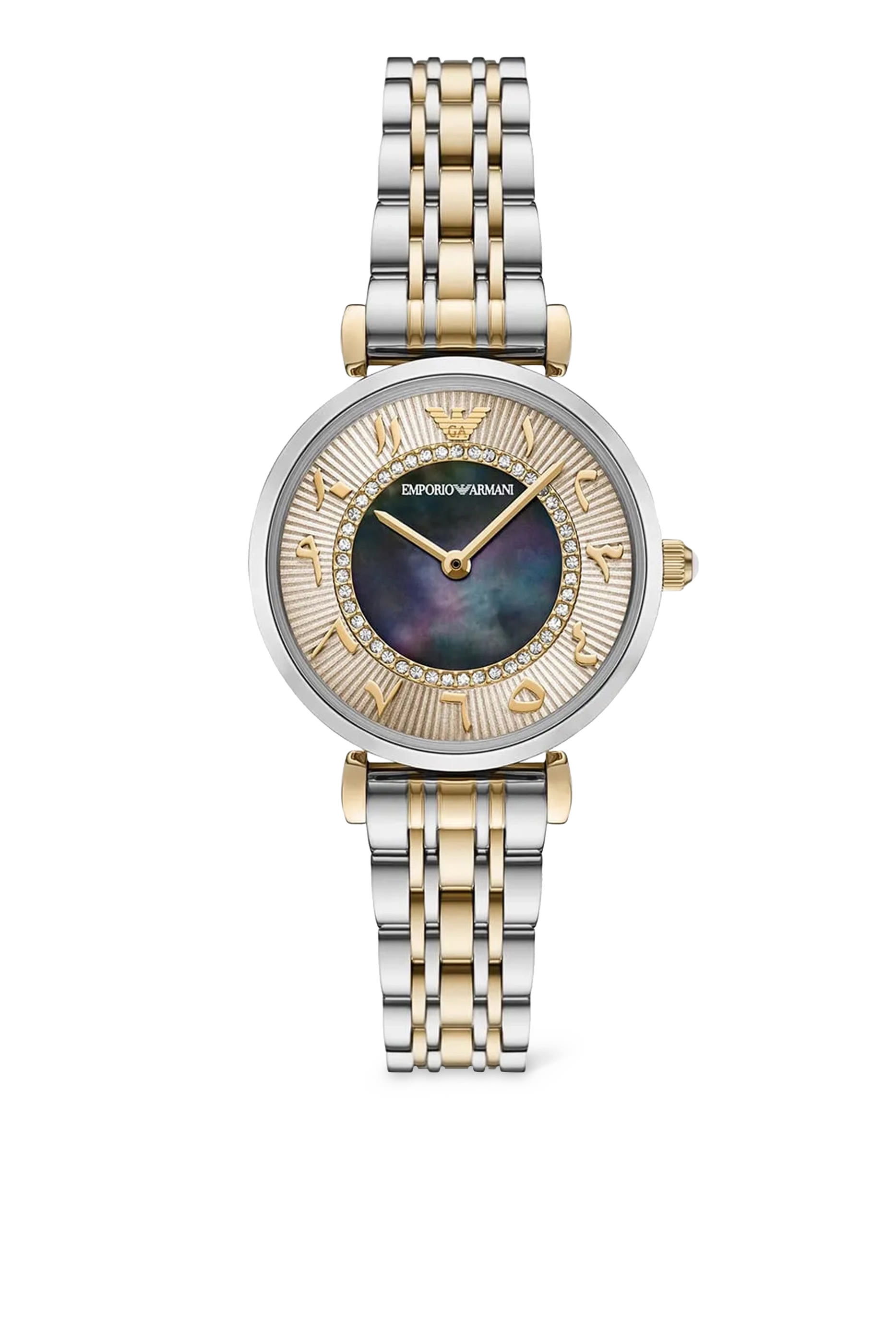 ساعة ثنائية العقارب بلونين ستانلس ستيل