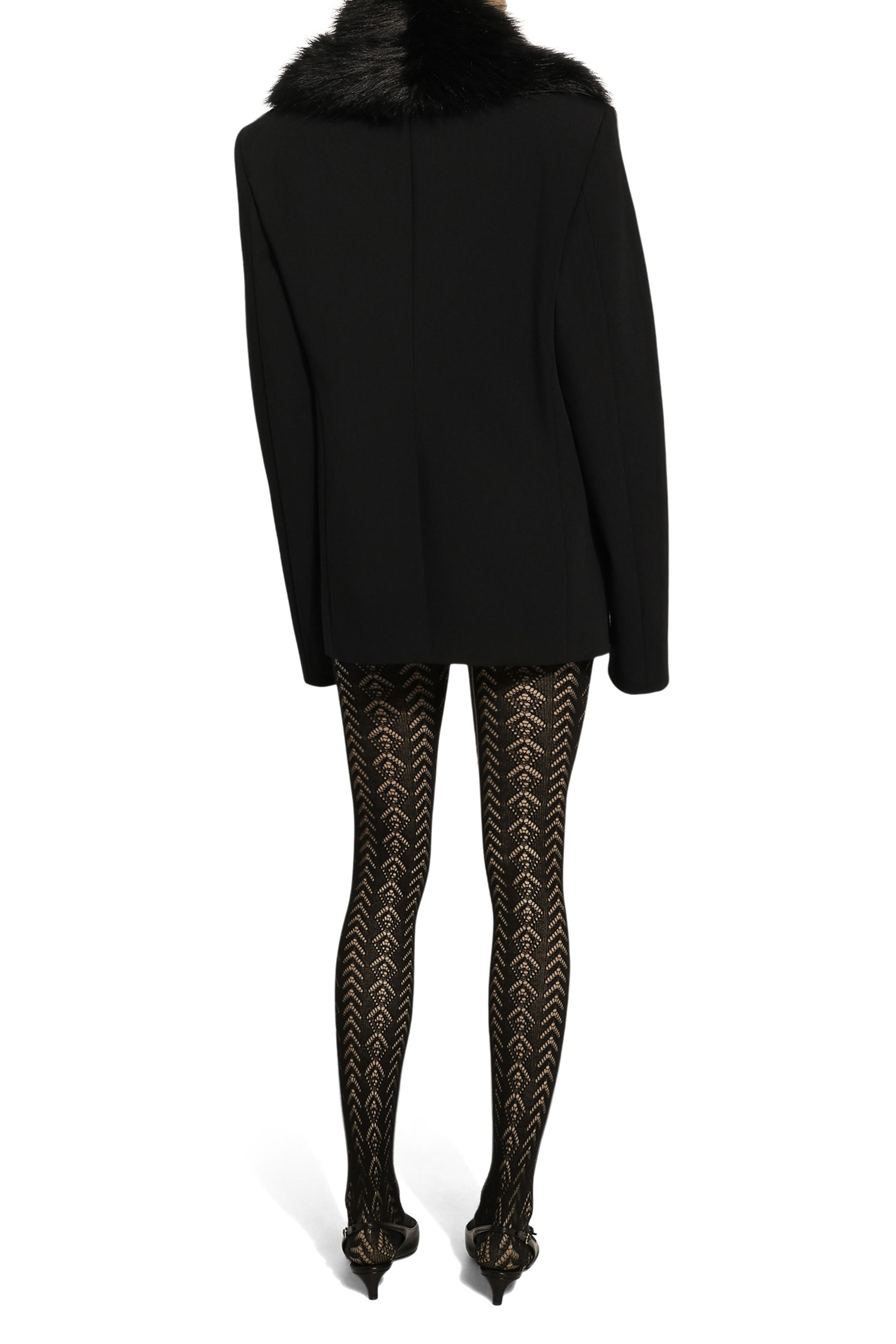 جاكيت صوف بياقة فرو صناعي