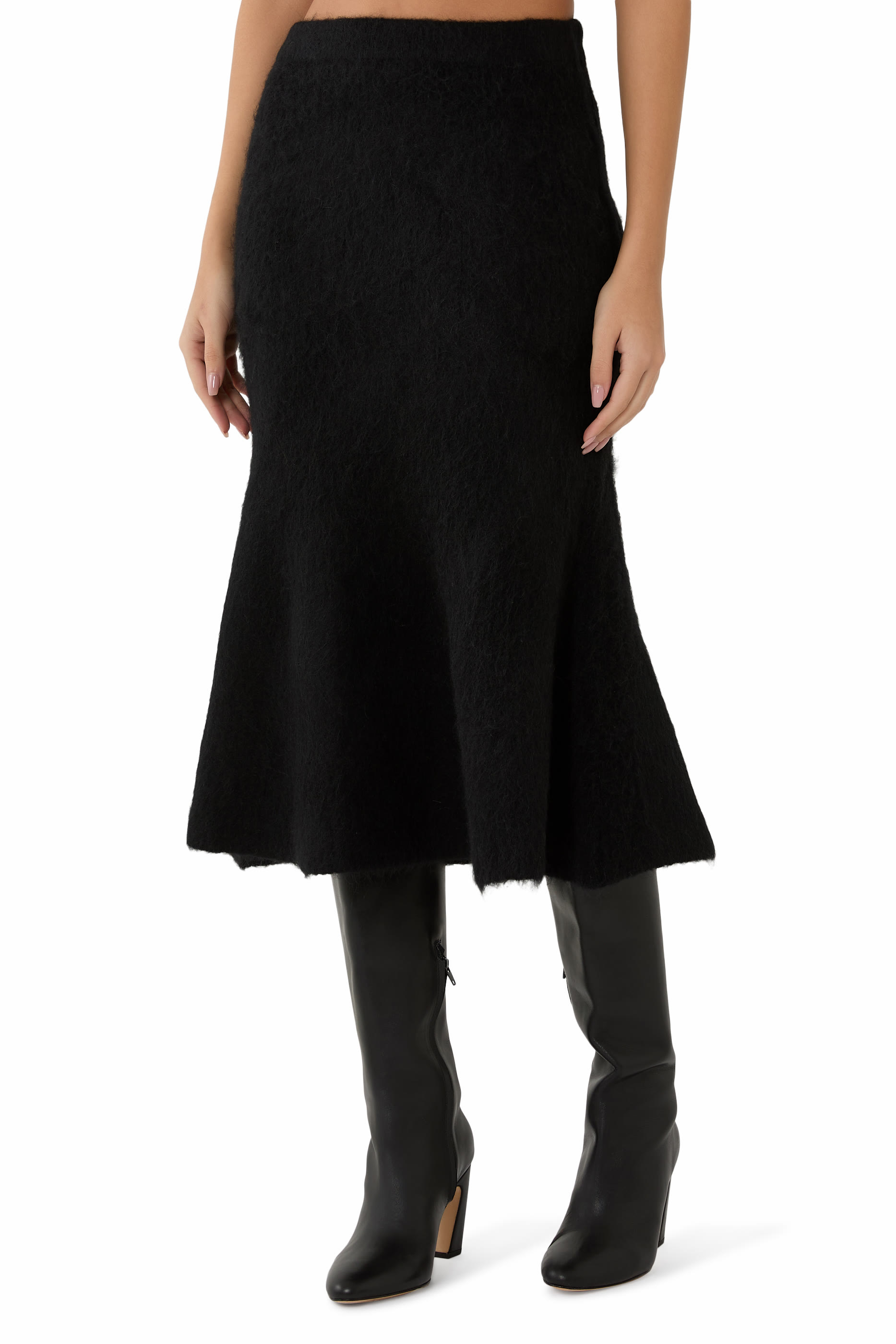 تنورة منسوجة متوسطة الطول