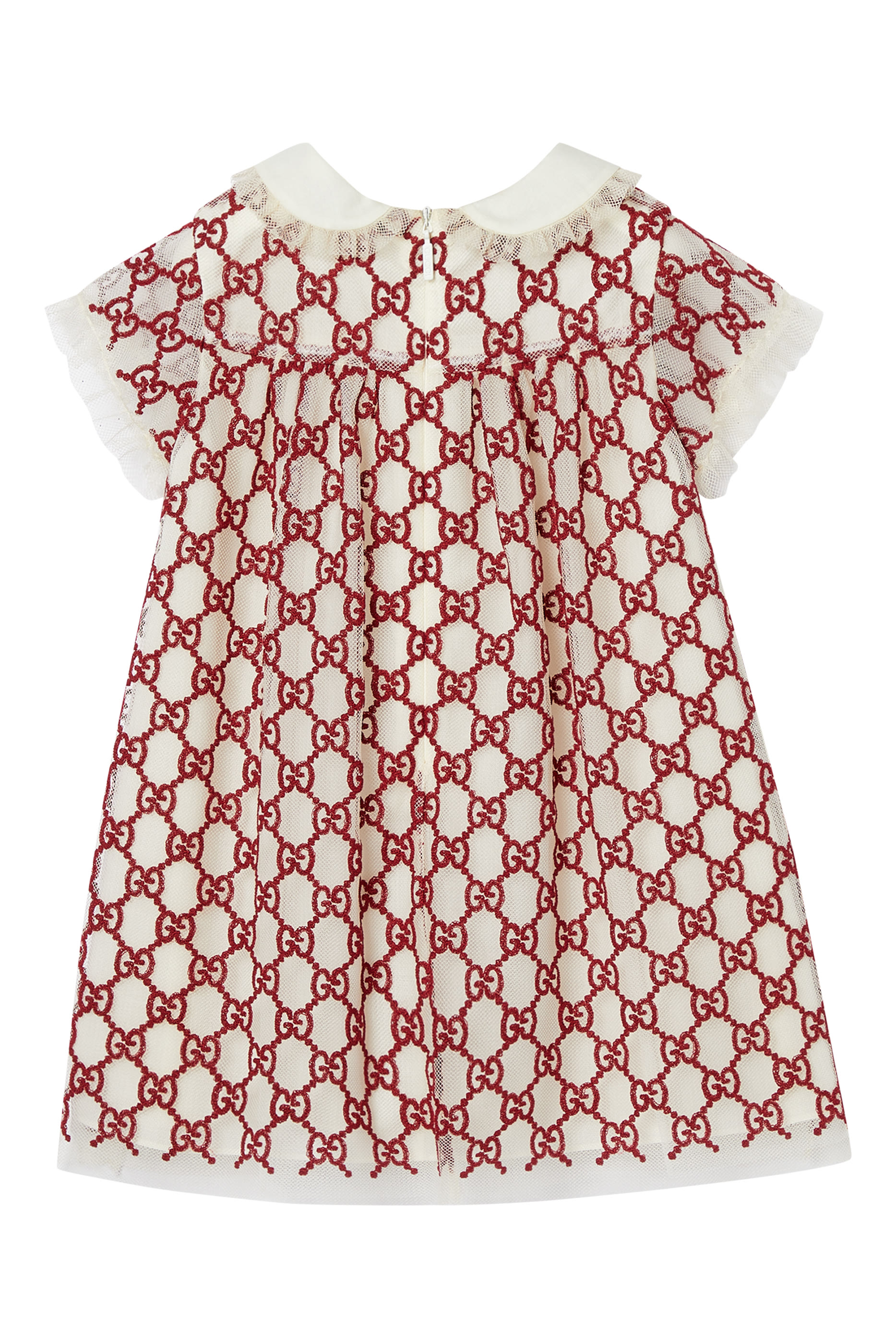 فستان بنقشة حرفي شعار الماركة نايلون