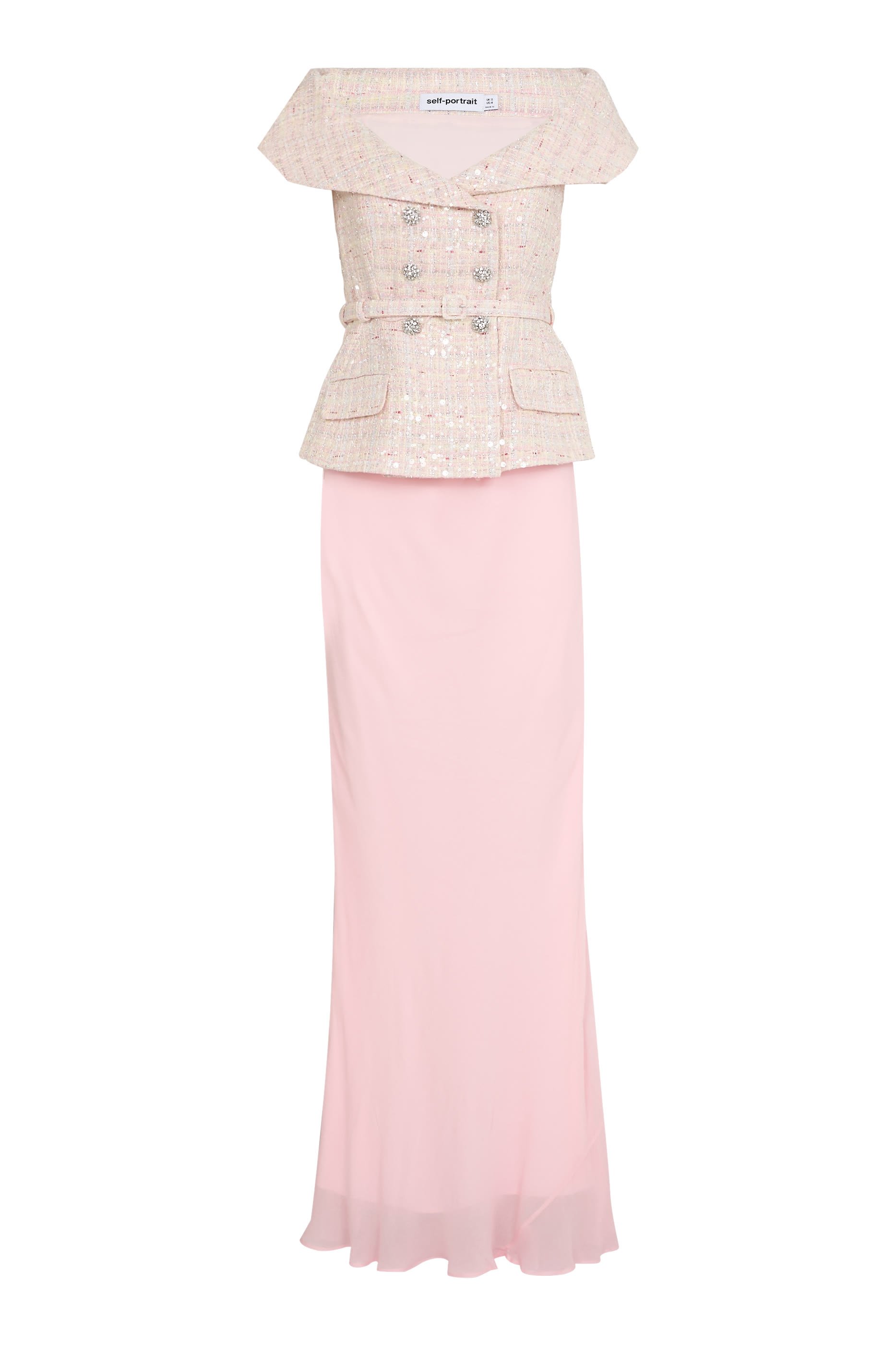 فستان طويل مطرز بترتر بوكليه