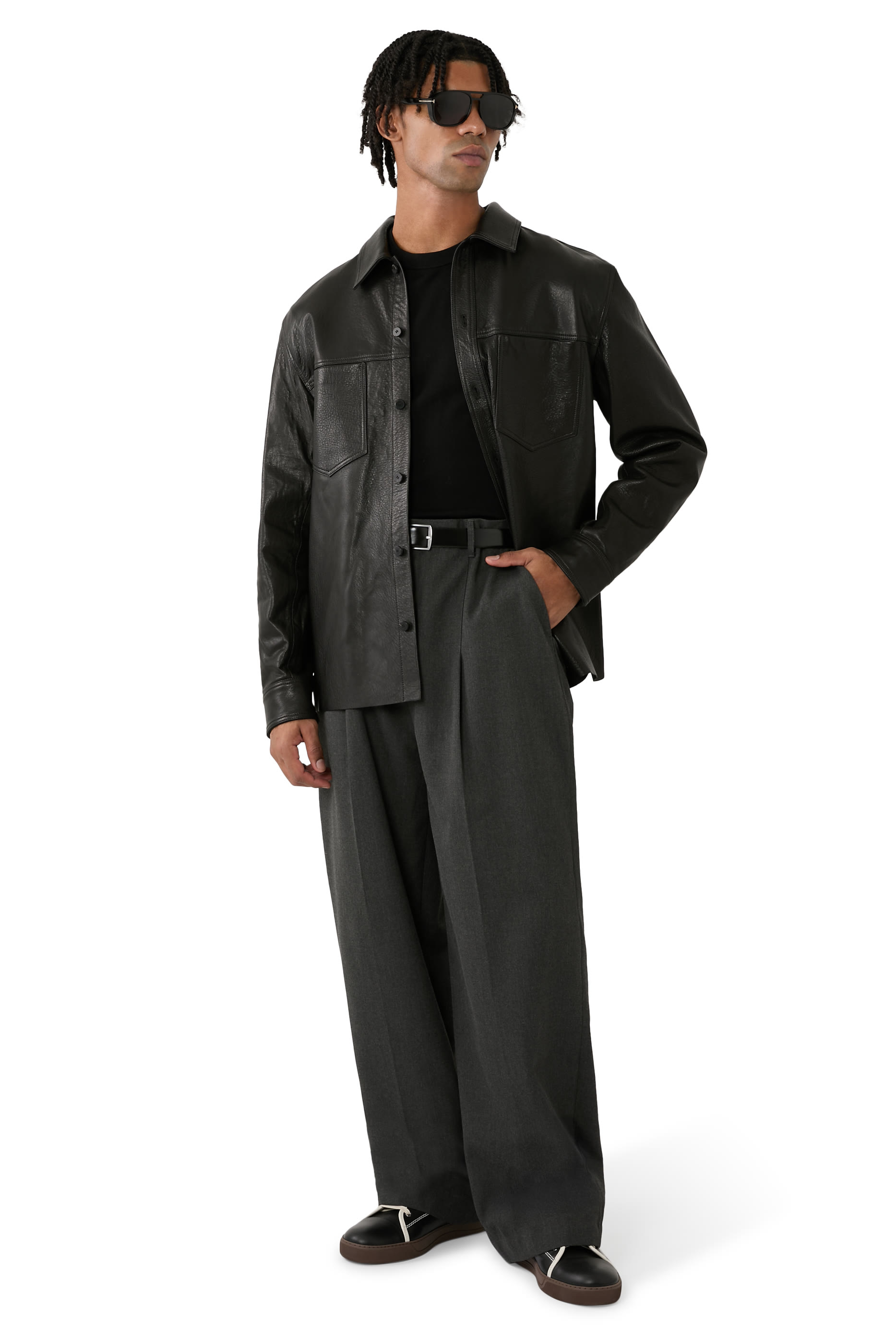 جاكيت جيبسون بنمط قميص جلد