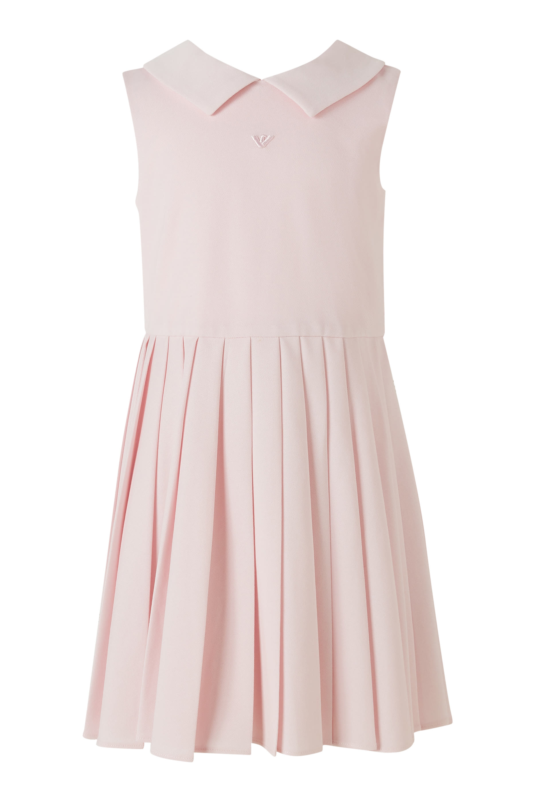 فستان طويل مزين بتطريز شعار الماركة صغير للأطفال