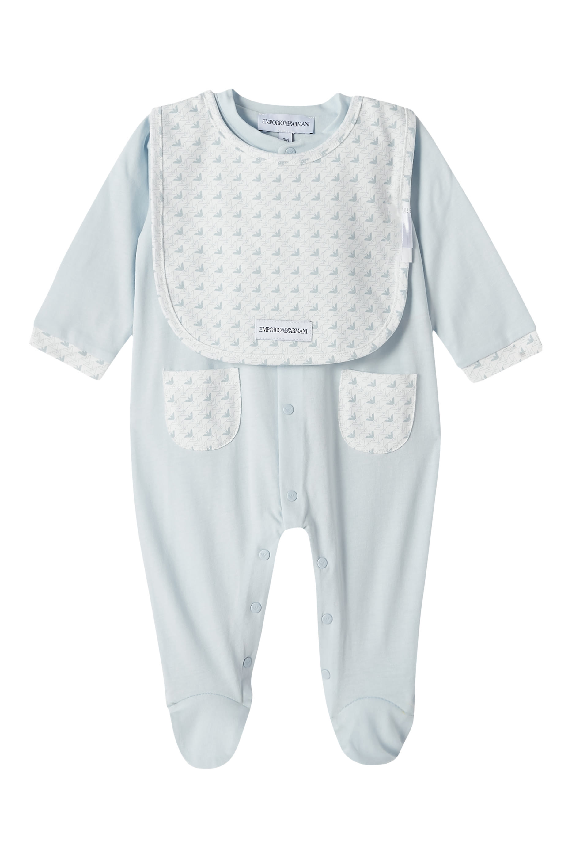 طقم جمبسوت وصدرية بشعار الماركة للأطفال