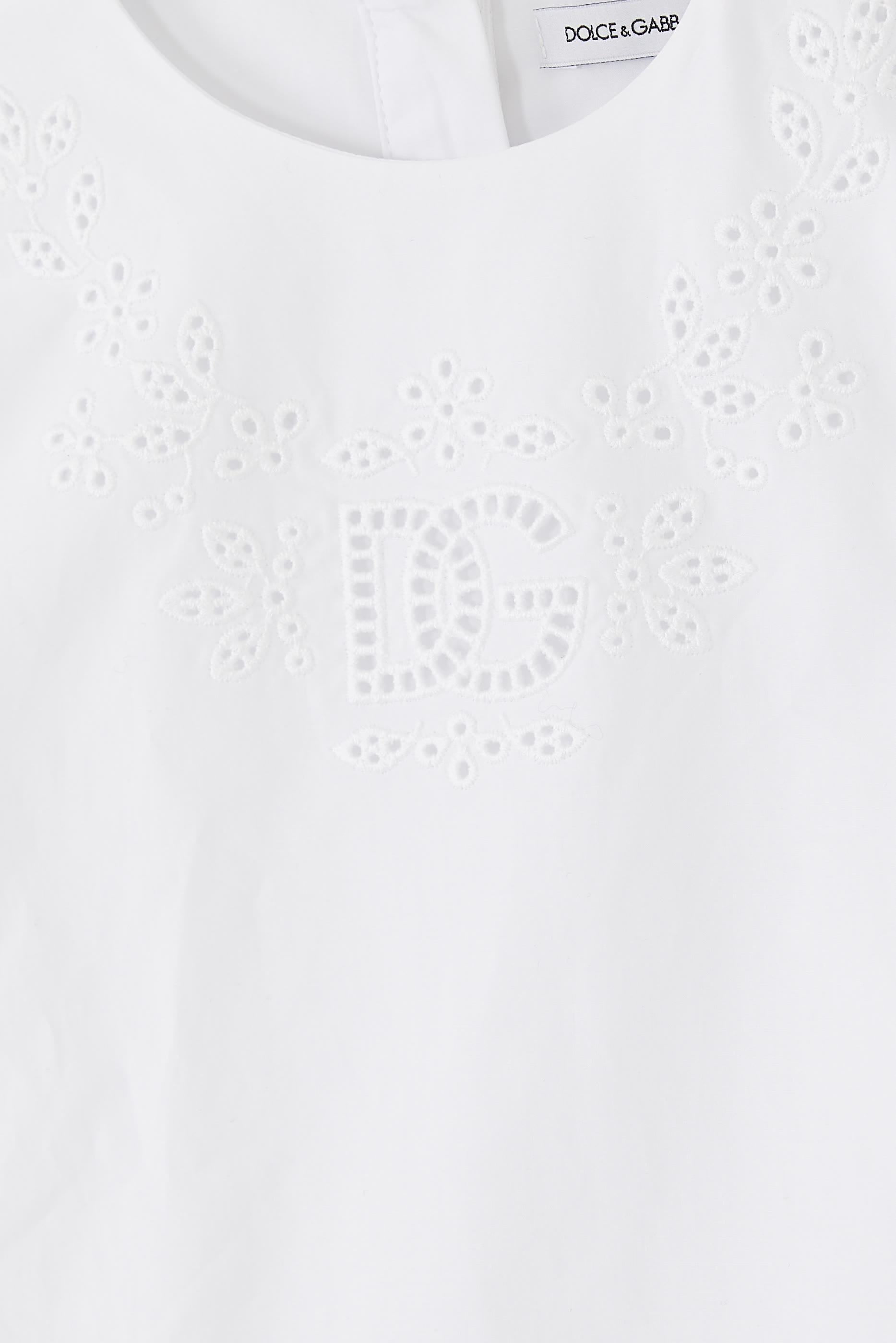 فستان جيرسيه وبوبلين مكشكش بشعار الماركة للأطفال