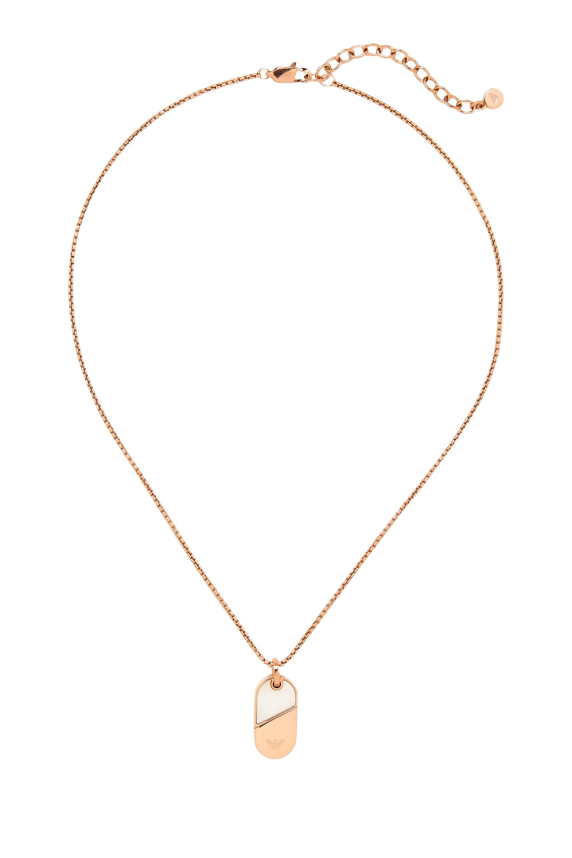 قلادة بدلاية دوغ تاغ مرصعة بعرق الؤلؤ، فضة استرلينية باللون الذهبي الوردي