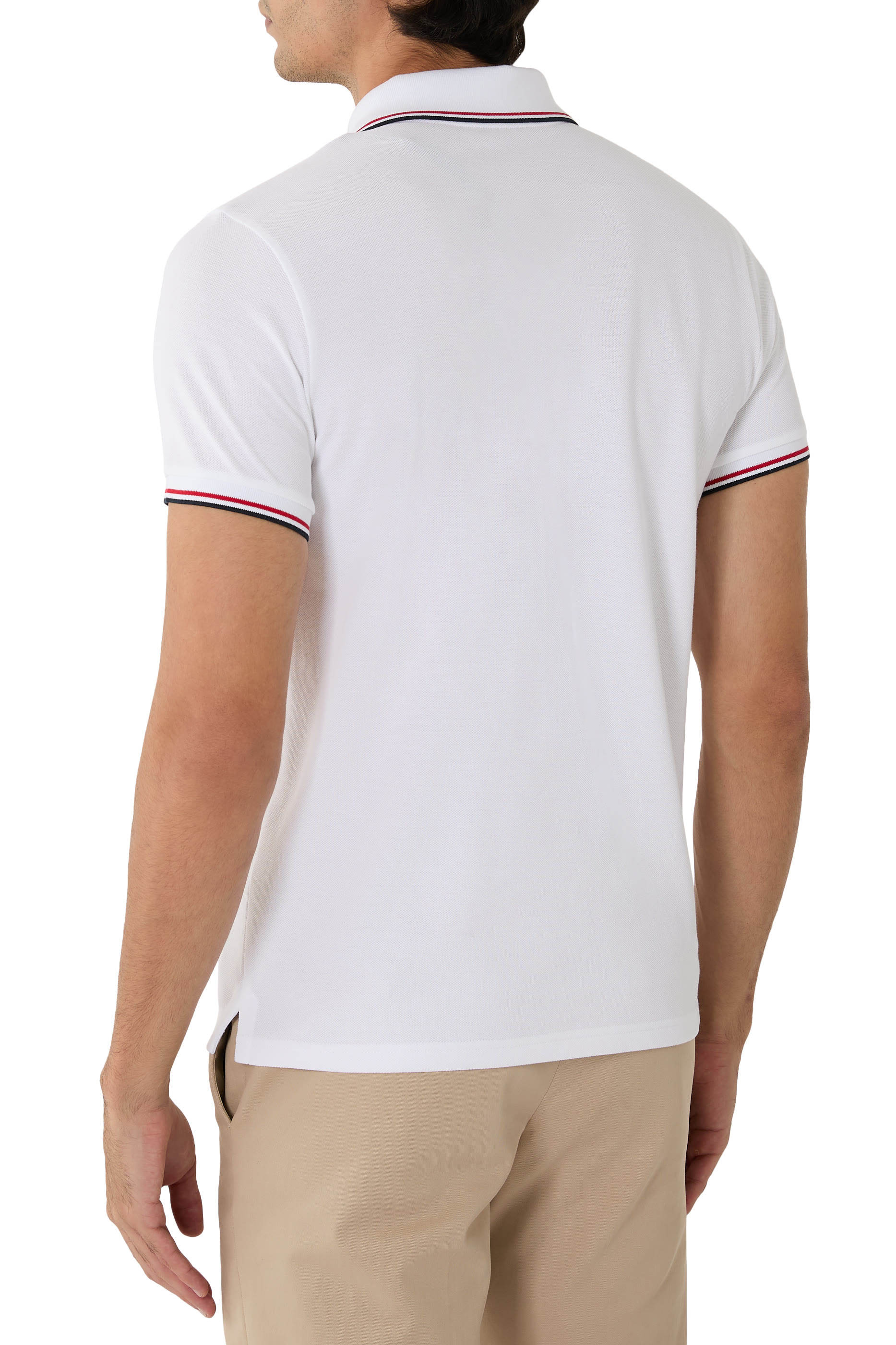 قميص بولو بحواف بثلاث ألوان قطن بيكيه