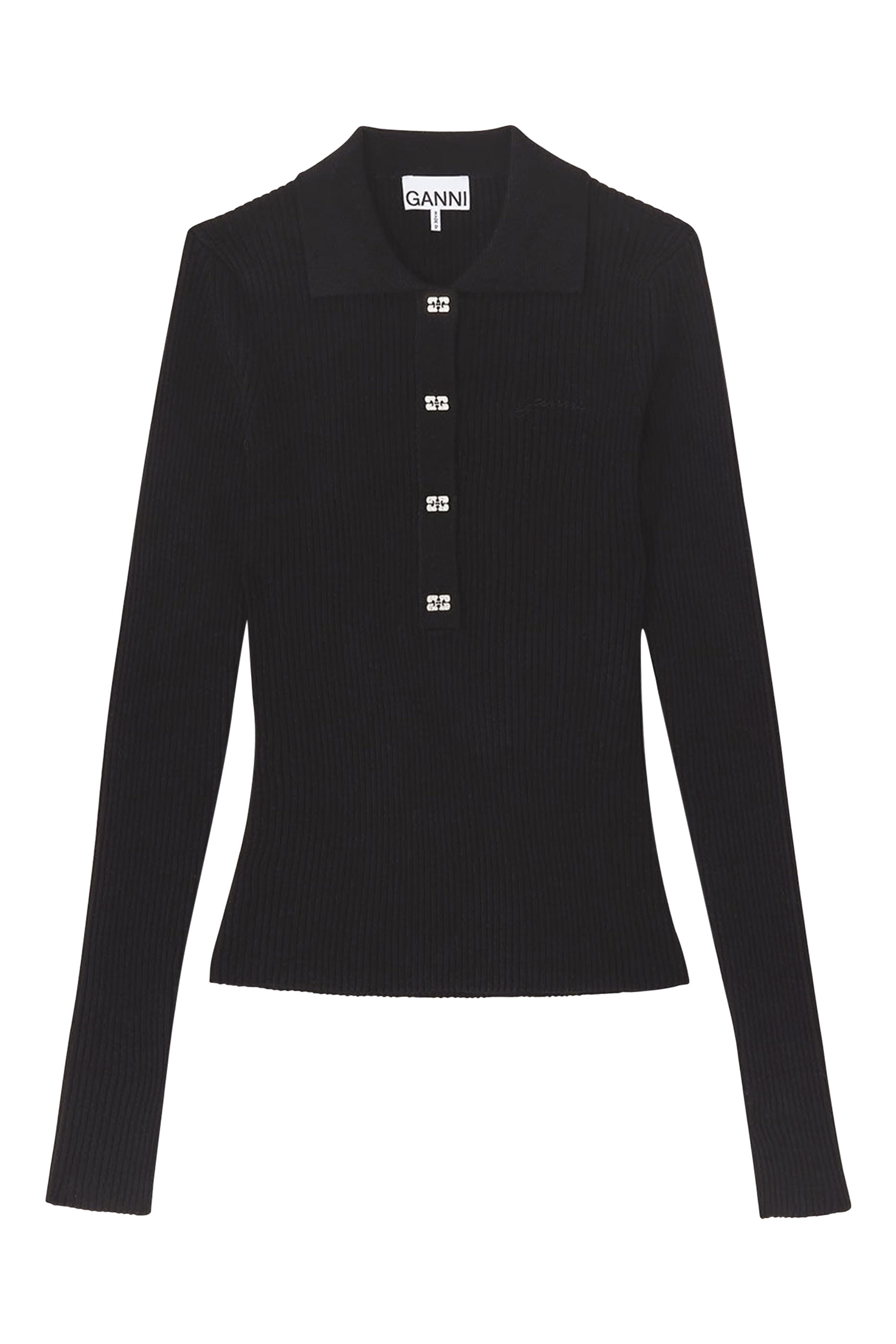 قميص بولو منسوج ومزين بترتر رفيع