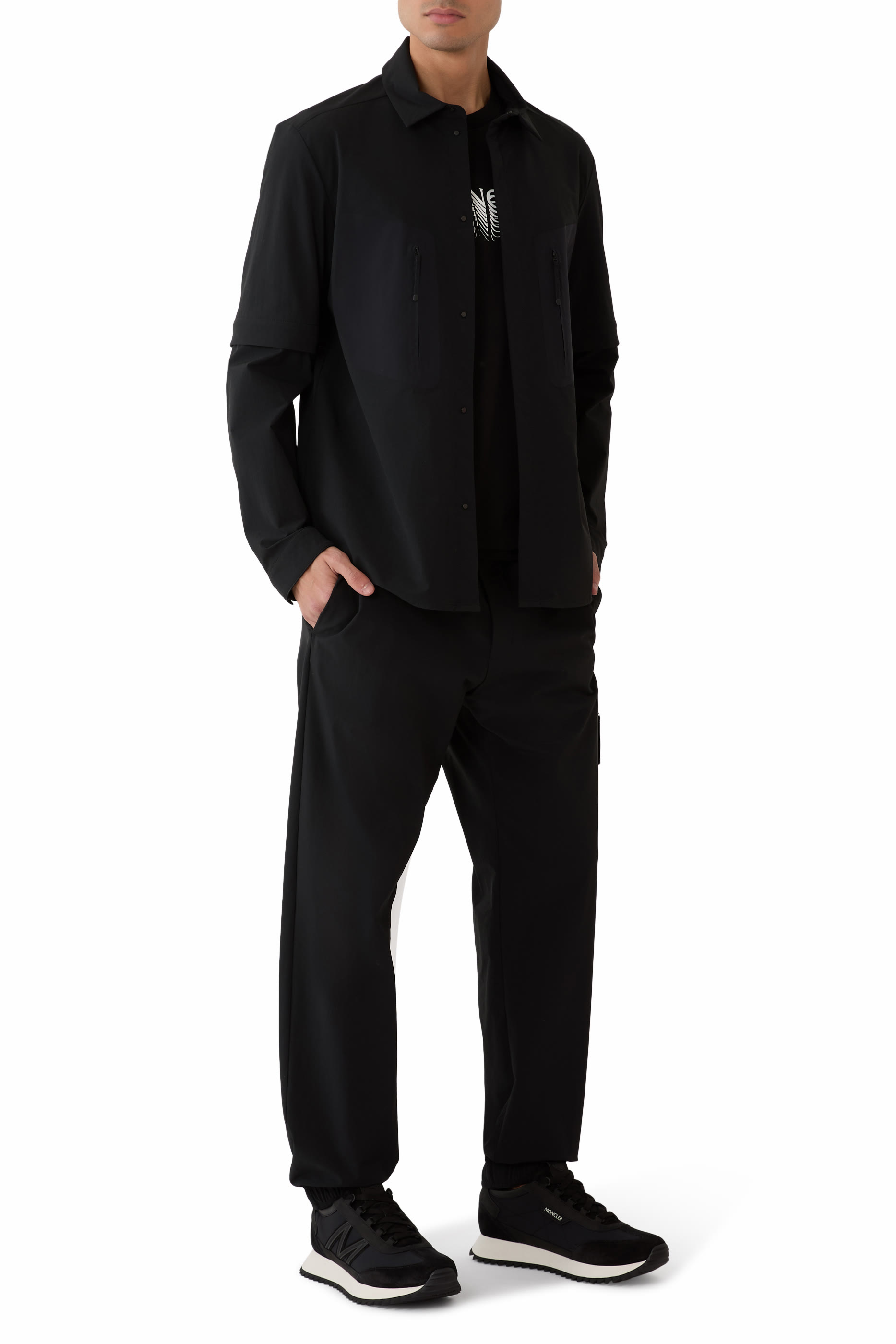 جاكيت بنمط قميص 2 في 1 مزين بشعار الماركة