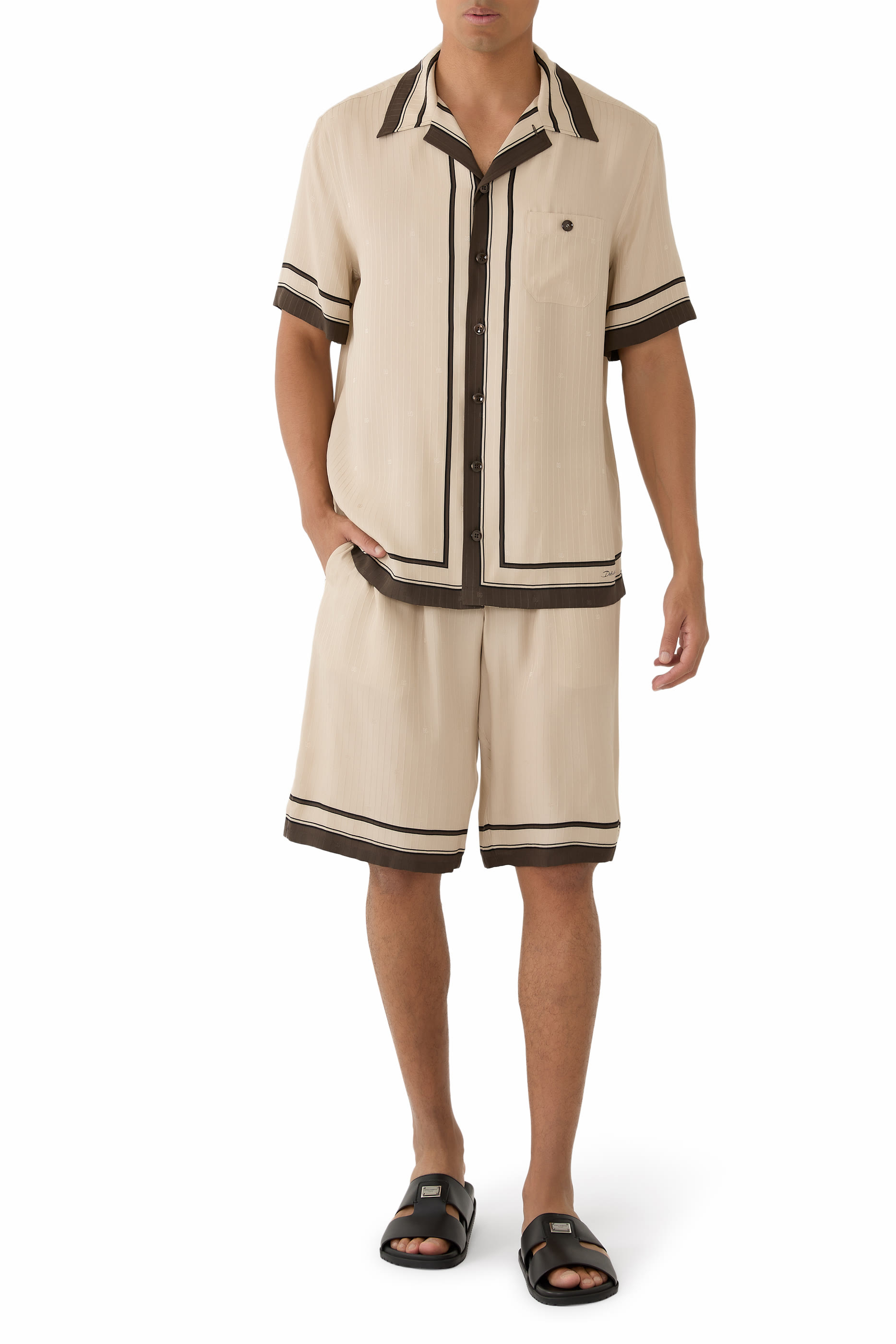 قميص مارتيني مخطط جاكار بطبعة شعار الماركة