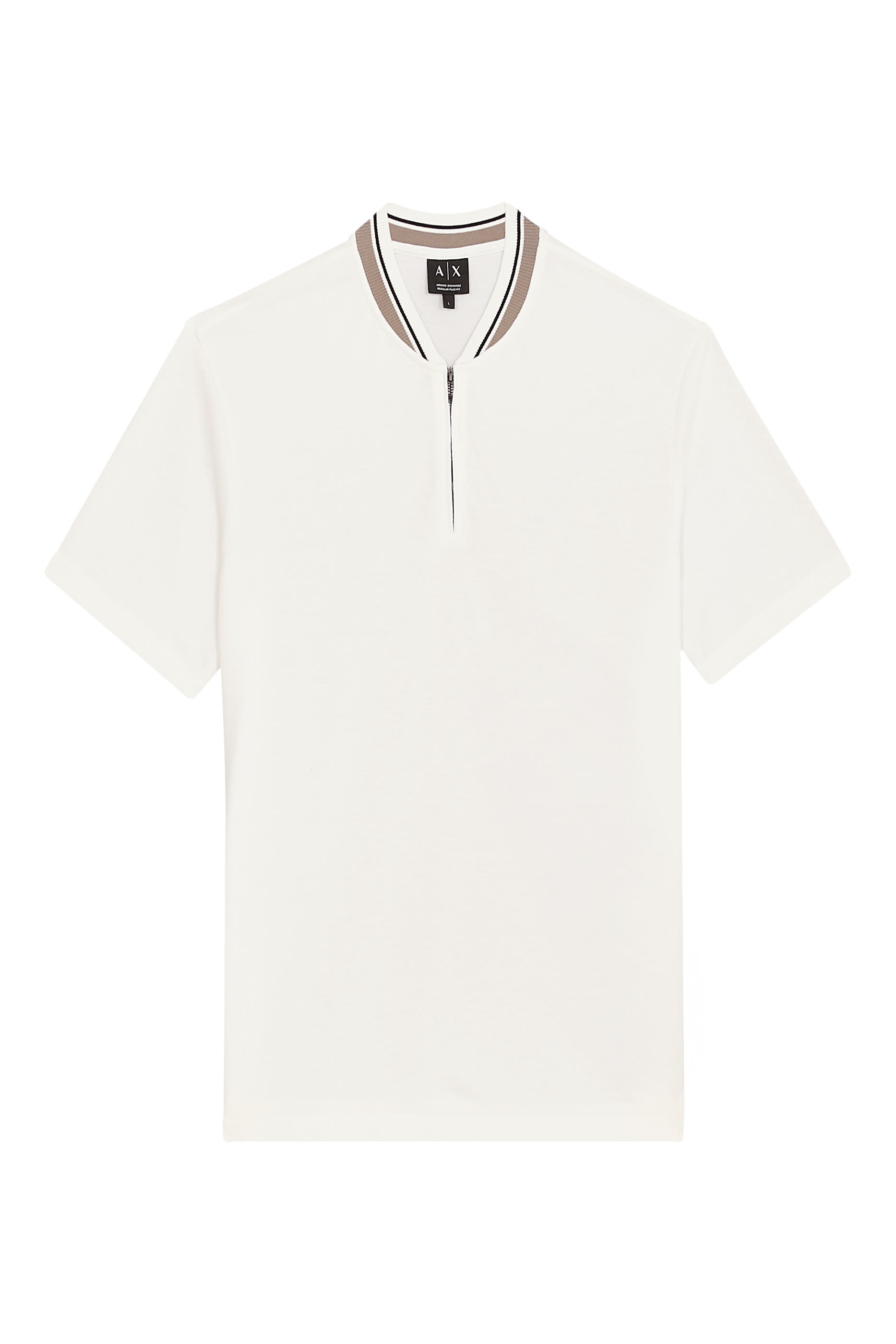 قميص بولو بسحاب قصير مزين بشعار الماركة