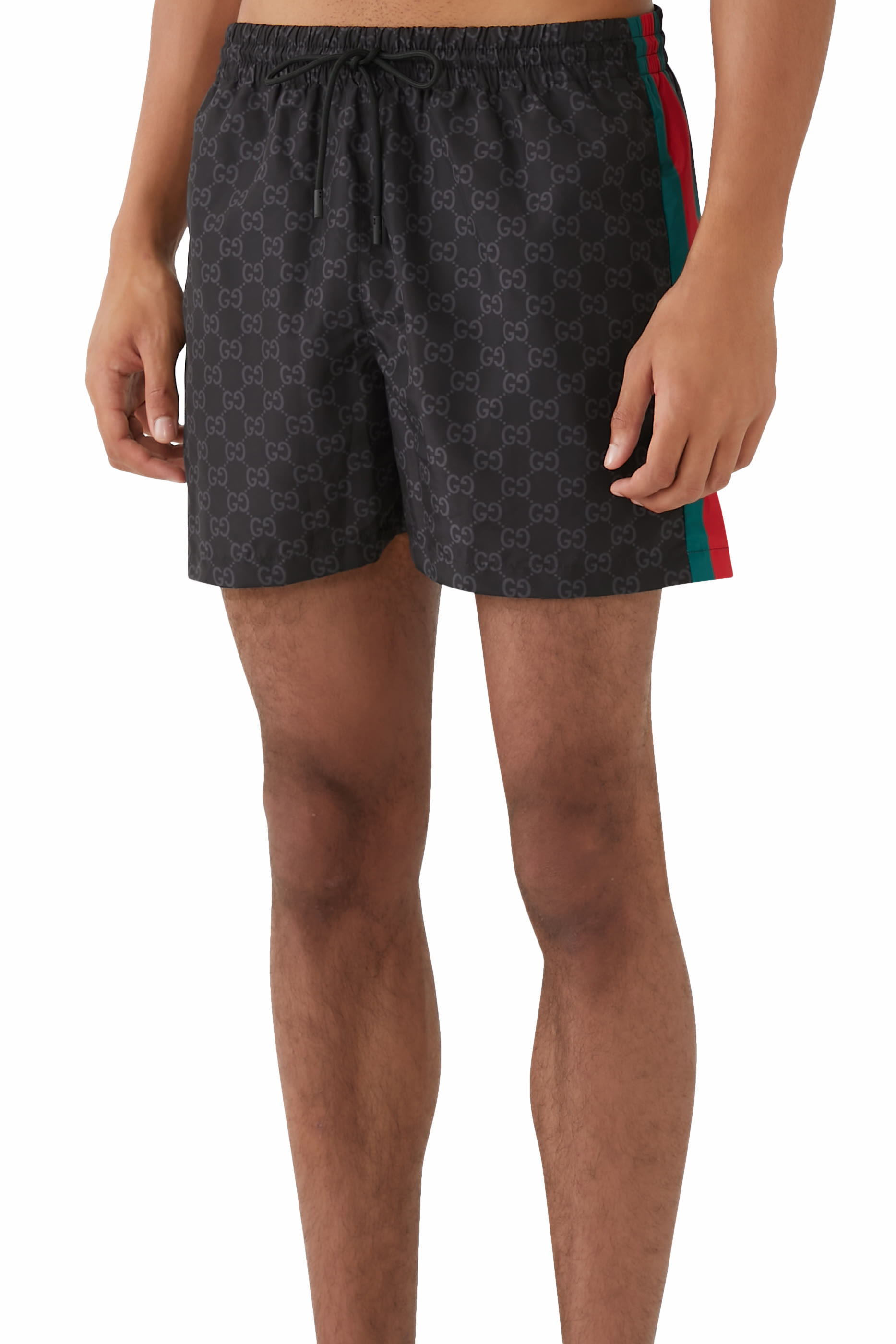 شورت سباحة بطبعة حرفي شعار الماركة نايلون