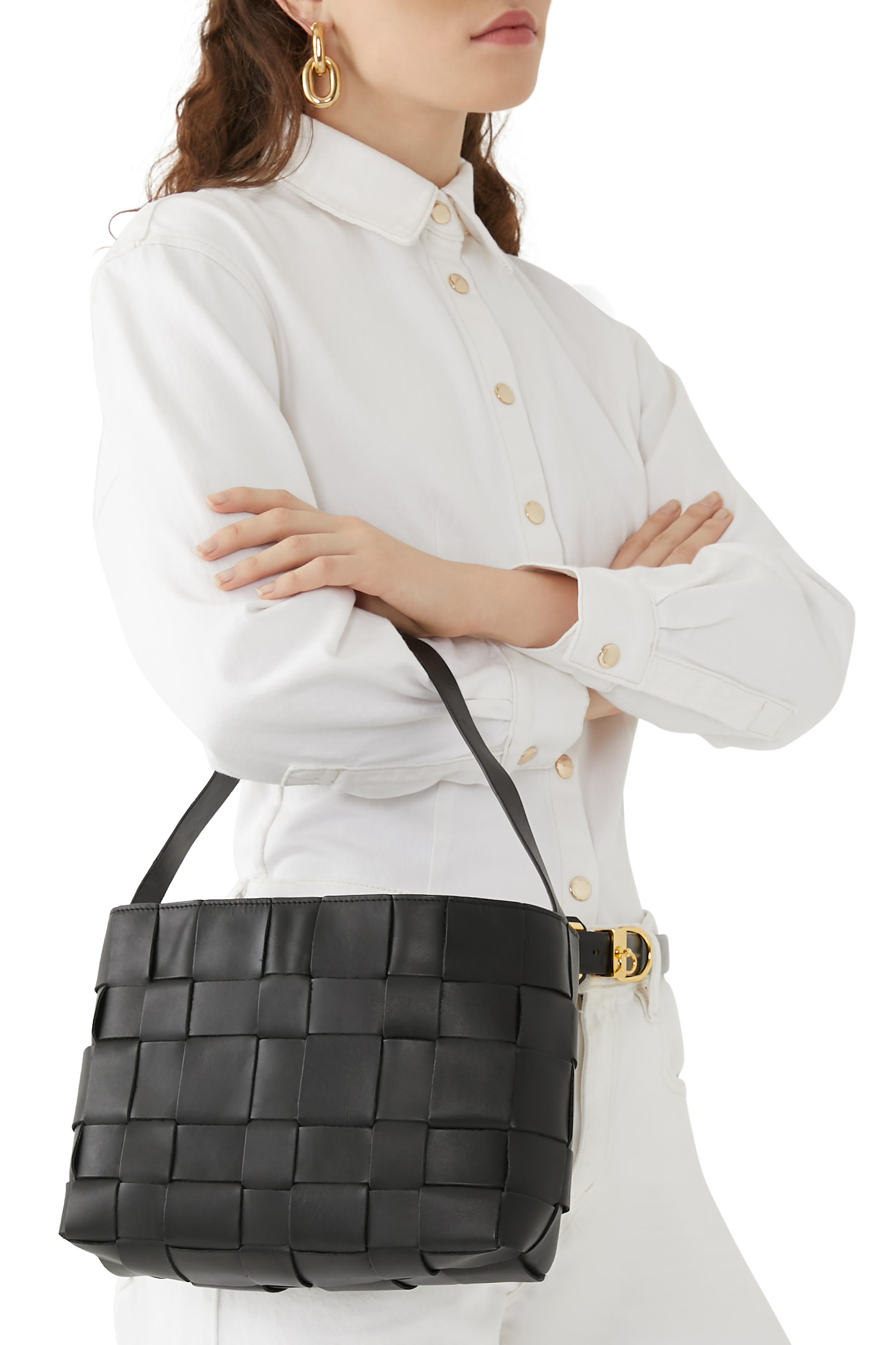 حقيبة يد صغيرة جلد منسوج