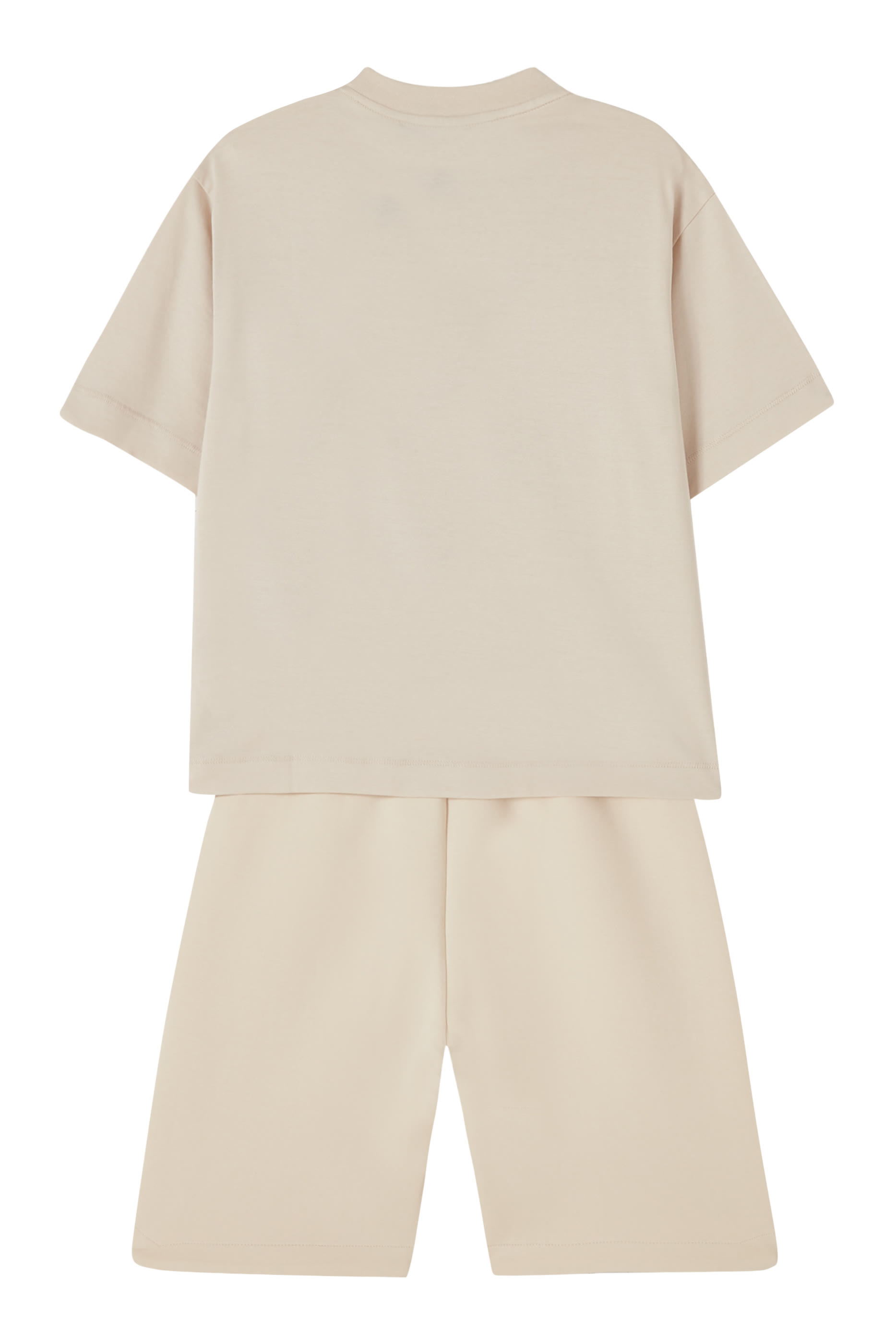 طقم تيشيرت وشورت بنقشة شعار الماركة للأطفال